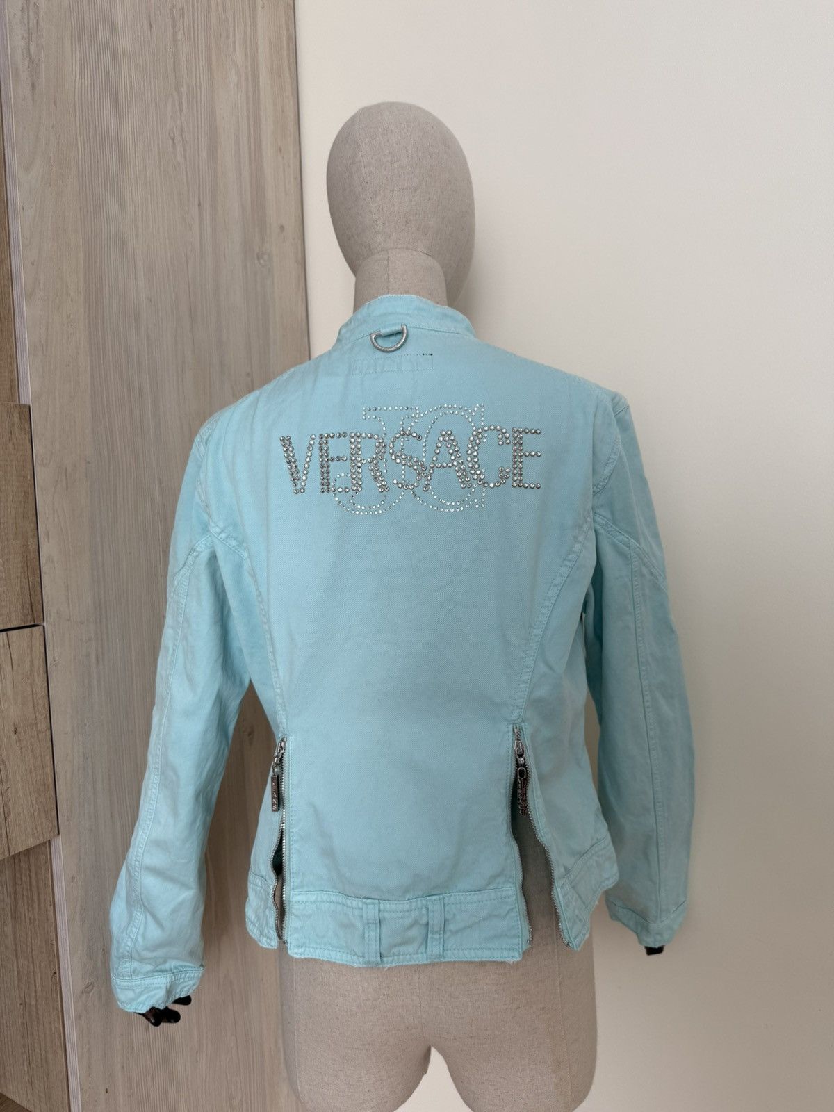 Versace Jeans Couture Versace Jeans Couture Aqua Blue Biker Jacket Italy Y2K Size M / US 6-8 / IT 42-44 - 6 Thumbnail
