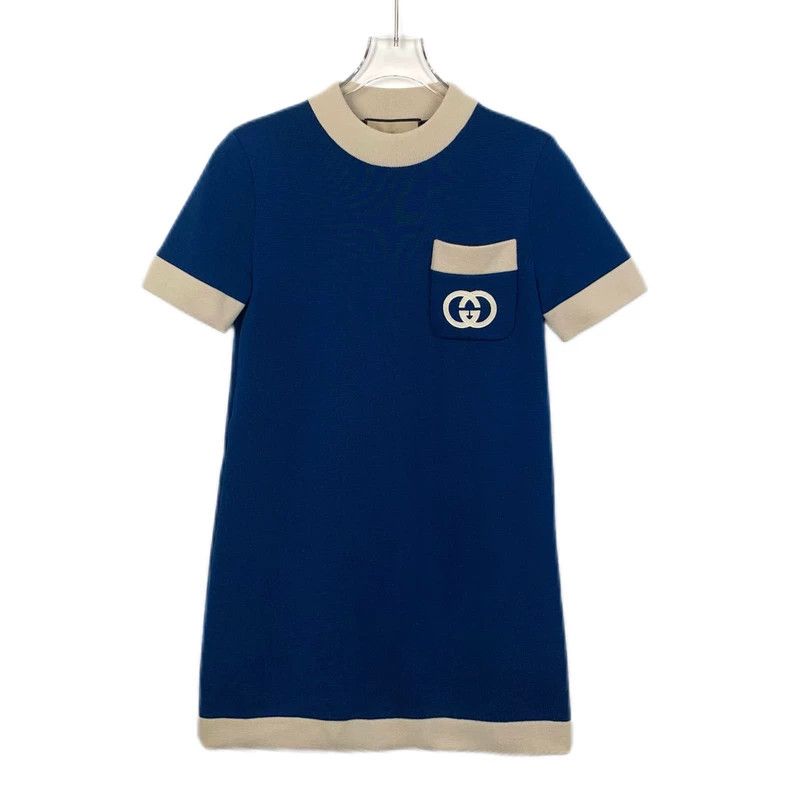 Gucci Blue Gucci Knit Short Sleeve Dress Size US 28 / EU 44 - 1 Thumbnail