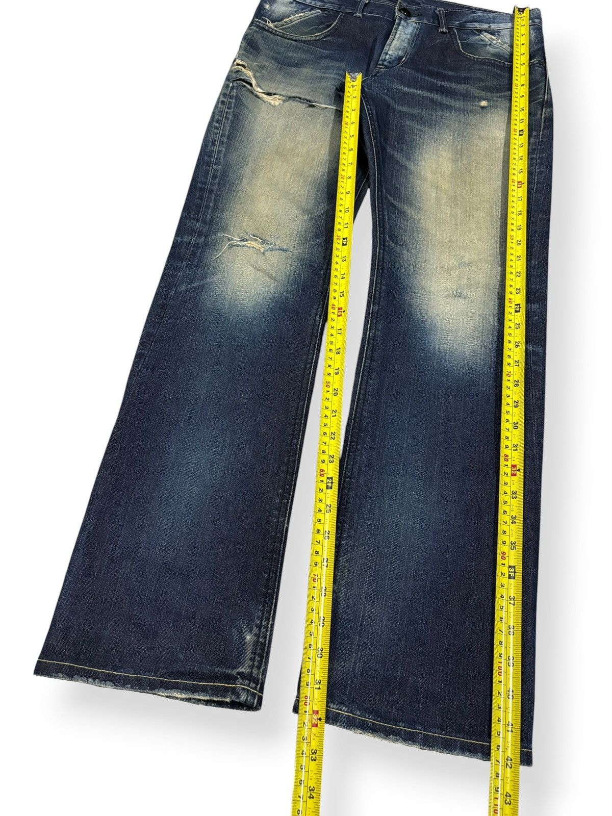 Lee × Number (N)ine Lee Black Riders Mud Wash Slim Straight Distressed Jeans Size US 34 / EU 50 - 13 Thumbnail