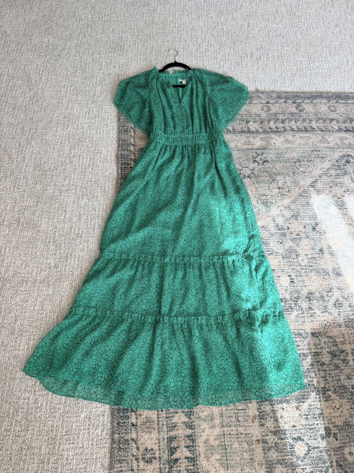 Whistles Whistles Green Sketched Floral Frill tiered Dress 4 Size S / US 4 / IT 40 - 15 Thumbnail