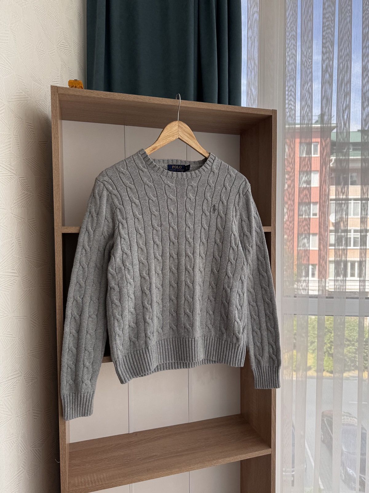 Polo Ralph Lauren × Vintage Vintage Polo Ralph Lauren Grey Old Money Cable Knit Sweater Size S / US 4 / IT 40 - 2 Thumbnail