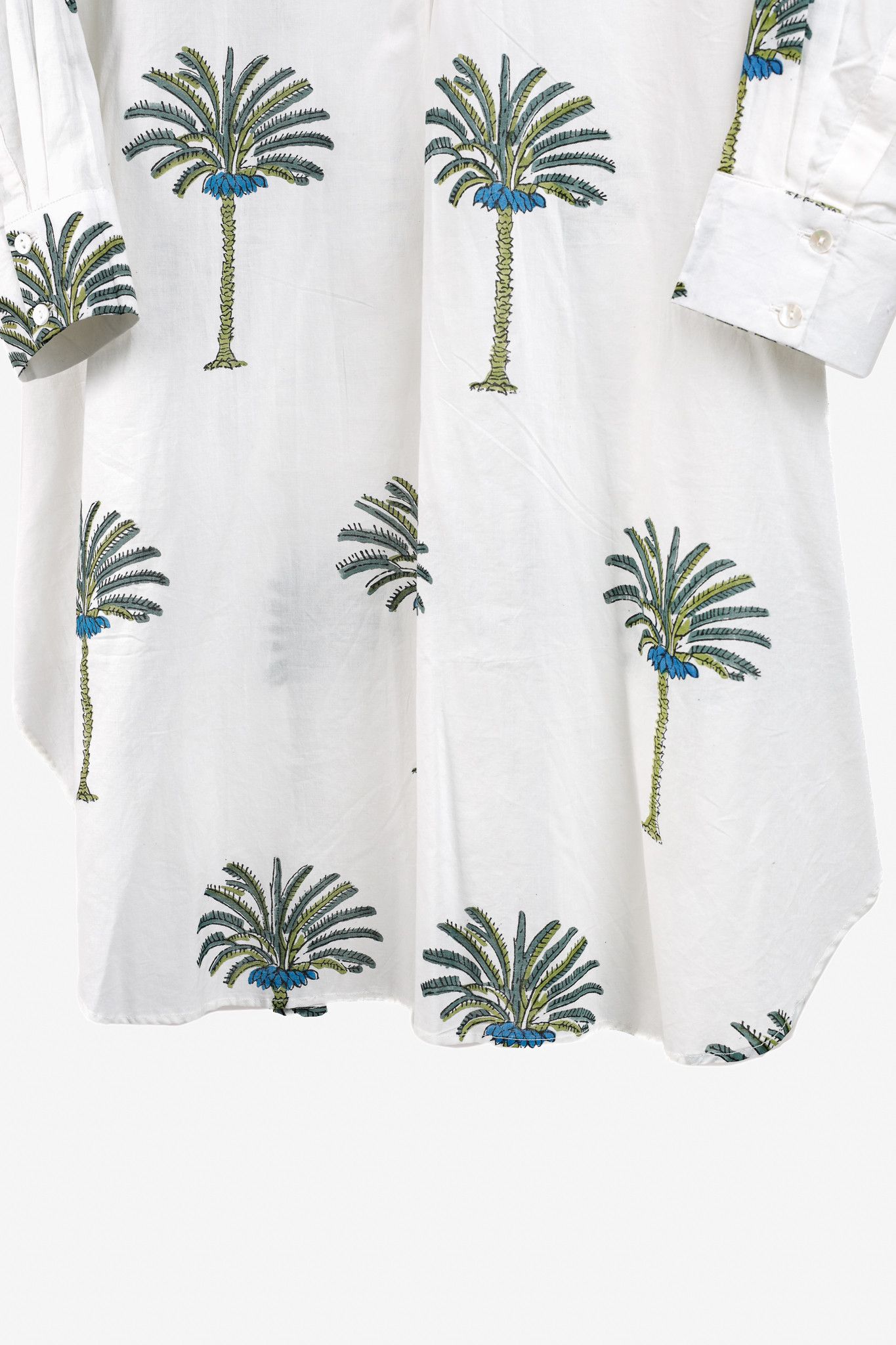 Designer V de Vinster White & Green Oversized Palm Tree Print Tunic Size L / US 10 / IT 46 - 8 Thumbnail