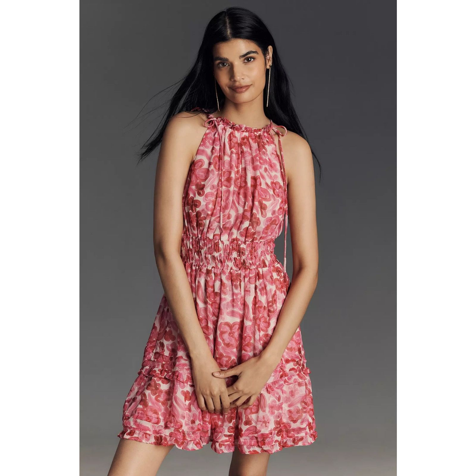 Anthropologie New The Somerset Halter Mini Dress $148 Plus 2X Pink Floral Size 3XL / US 20-22 - 4 Thumbnail