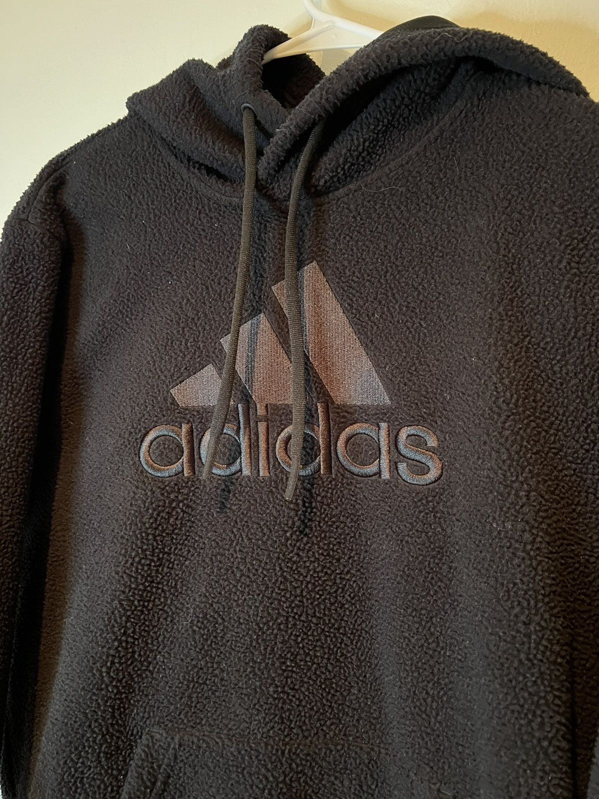Adidas Adidas Men Black Sherpa Long Sleeve Hoodie Sweatshirts M Size US M / EU 48-50 / 2 - 2 Thumbnail