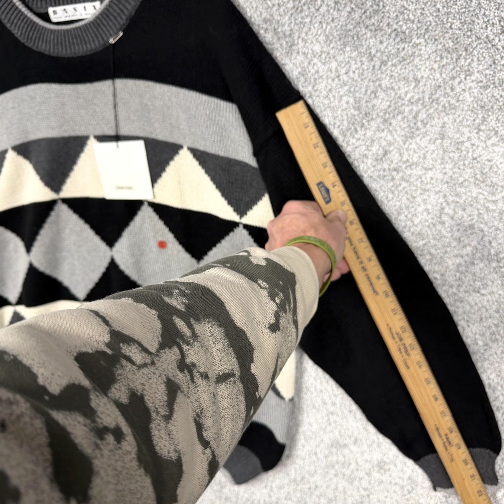 Vintage VTG Basix Fenn Wright & Manson Sweater Mens L Black Argyle Diamond Geometric Grunge 90s Crew Neck Knit Pullover Size US L / EU 52-54 / 3 - 5 Thumbnail