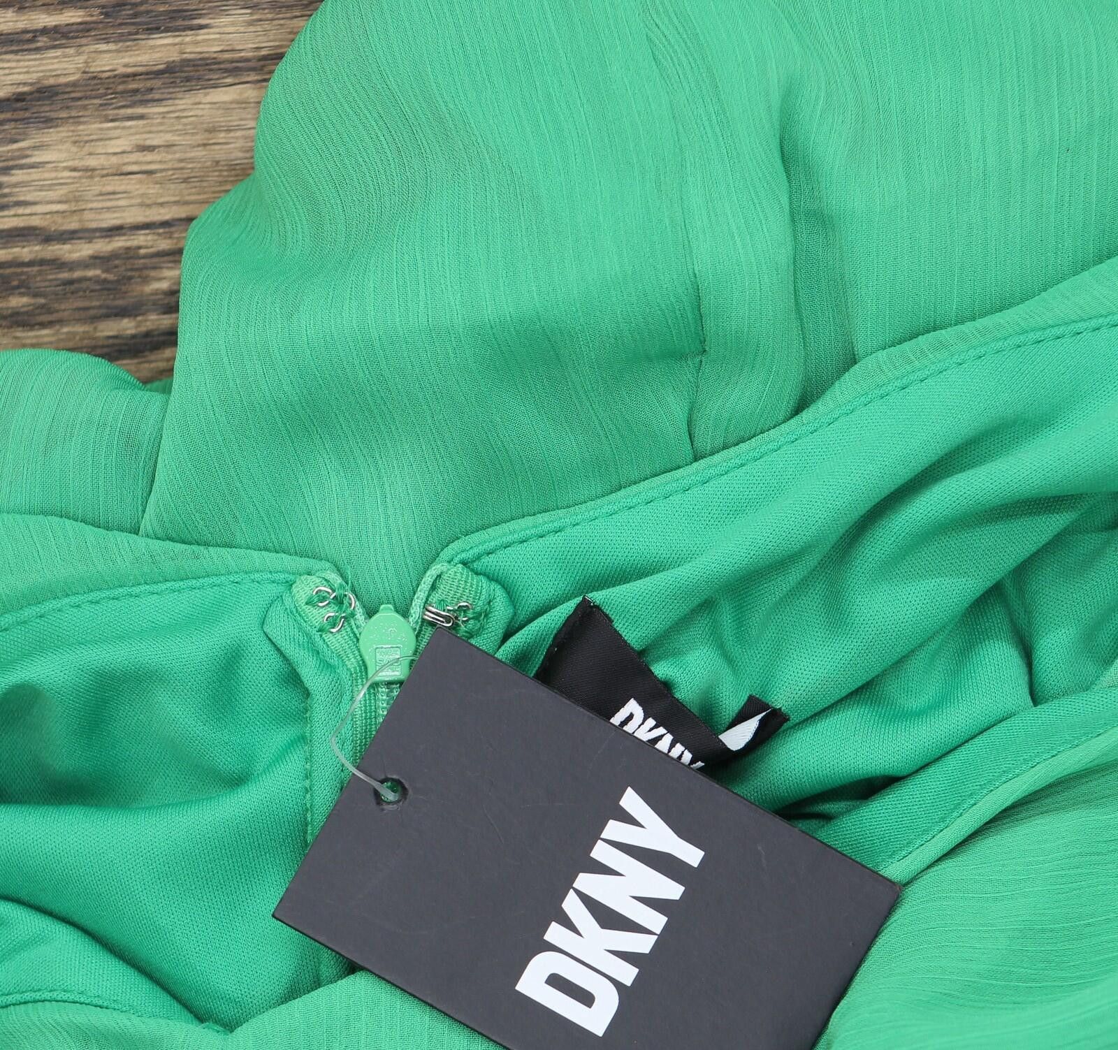DKNY Dkny Womens Woven Tie Double Ruffle-collar Dress Green 4 Size S / US 4 / IT 40 - 3 Thumbnail