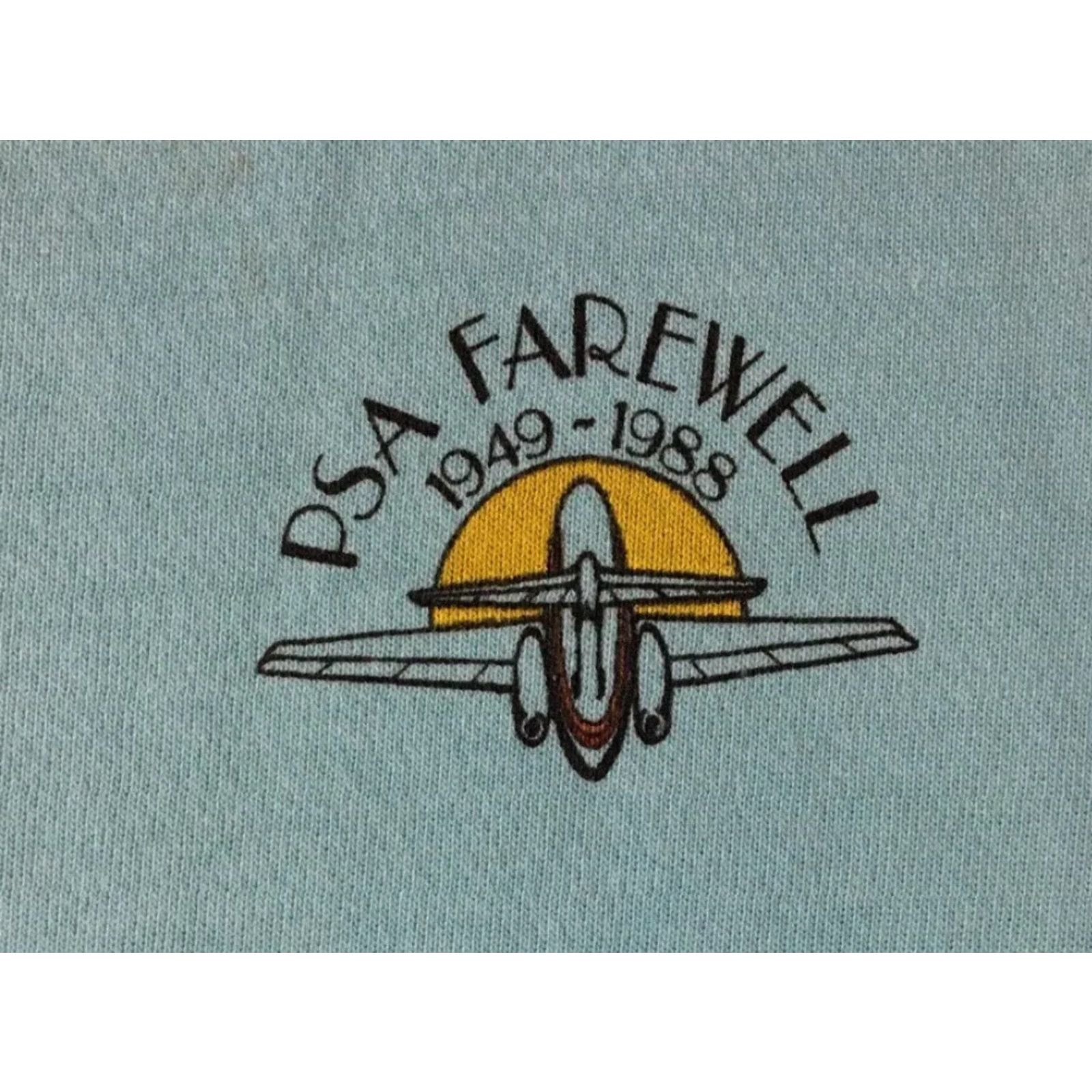 Vintage VINTAGE PSA Farewell Pacific Southwest Airlines Faded Sweatshirt Blue Small USA 80s 90s Grunge Air force Men Sweatshirt Pullover Shirt Size US S / EU 44-46 / 1 - 4 Thumbnail