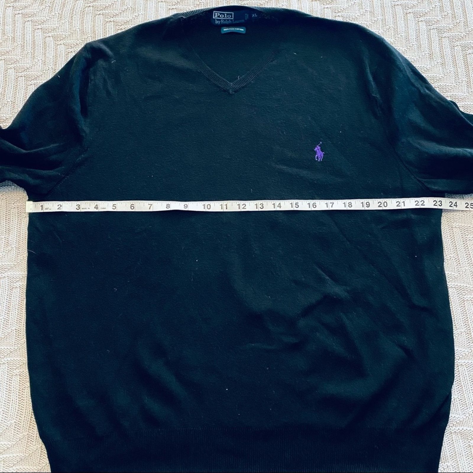 Polo Ralph Lauren Polo RL black vneck pima cotton sweater Size US XL / EU 56 / 4 - 5 Thumbnail
