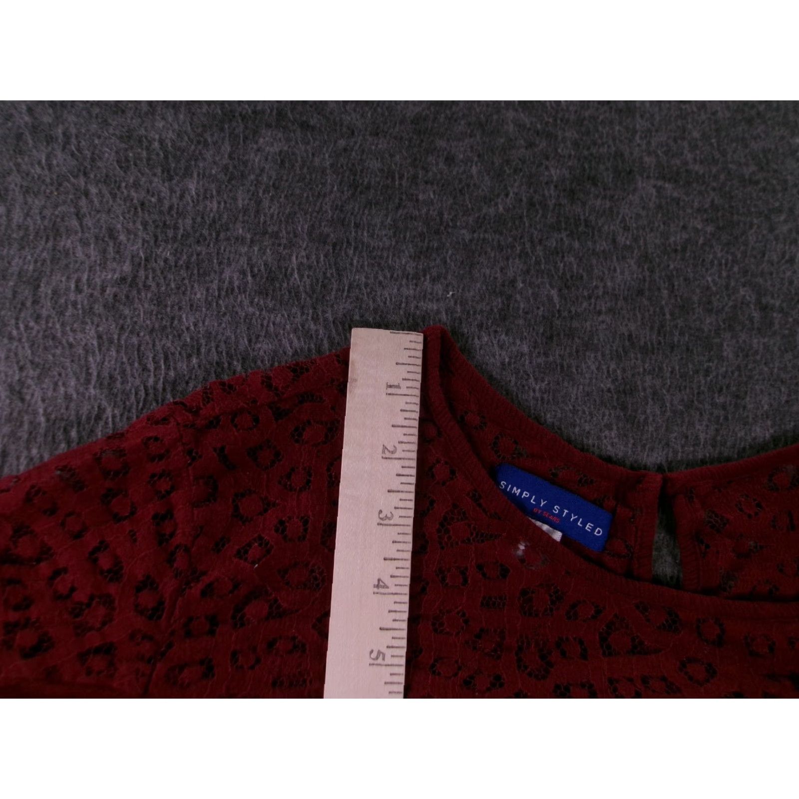 YOKE Simply Styled Dress Womens XL Burgundy Lace Yoke Long Sleeve Rayon Boho Flowy Size XL / US 12-14 / IT 48-50 - 4 Thumbnail
