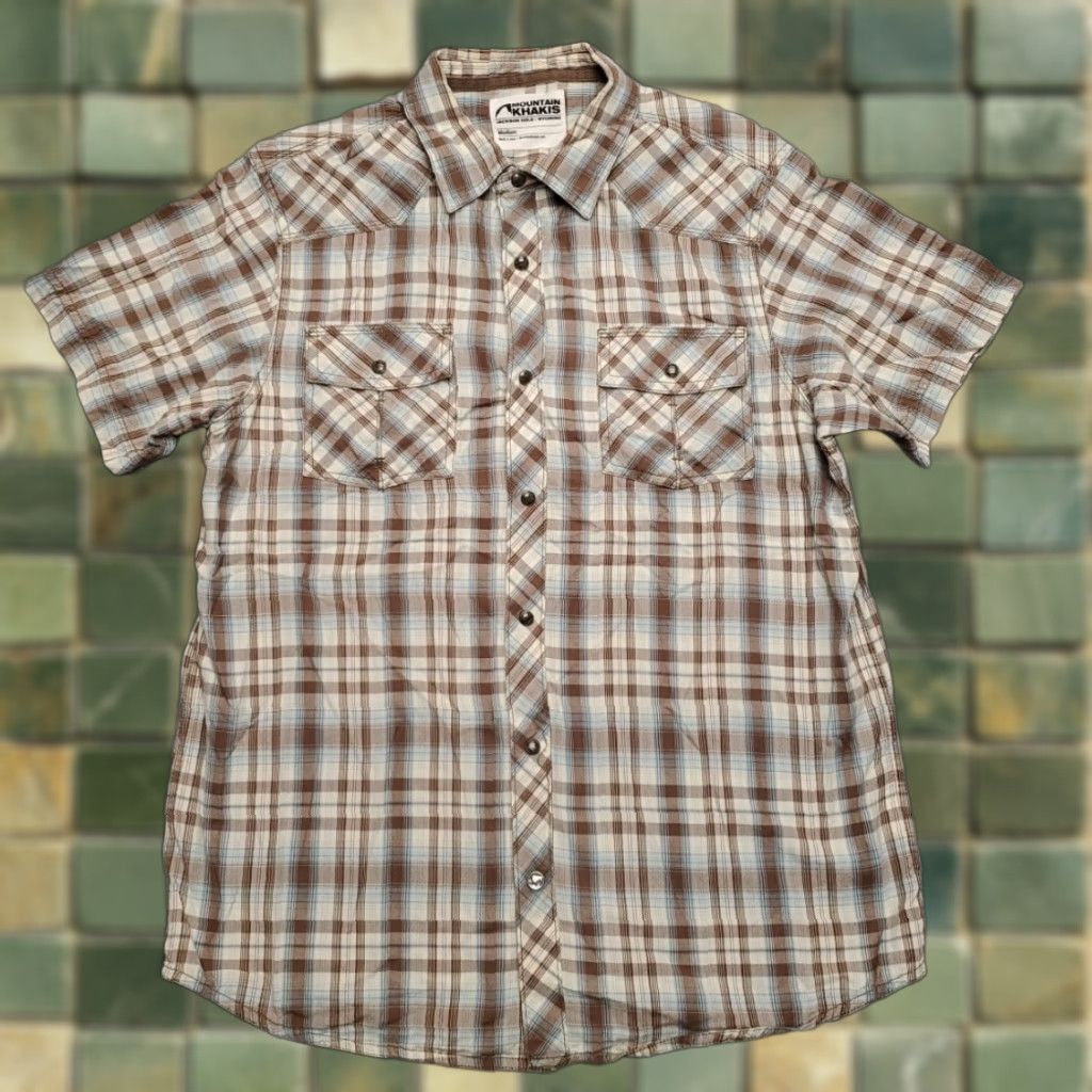 Mountain Khakis VINTAGE Mountain Khakis Shirt Mens M Brown Plaid Rodeo Pearl Snap Button Short Sleeve Size US M / EU 48-50 / 2 - 1 Thumbnail
