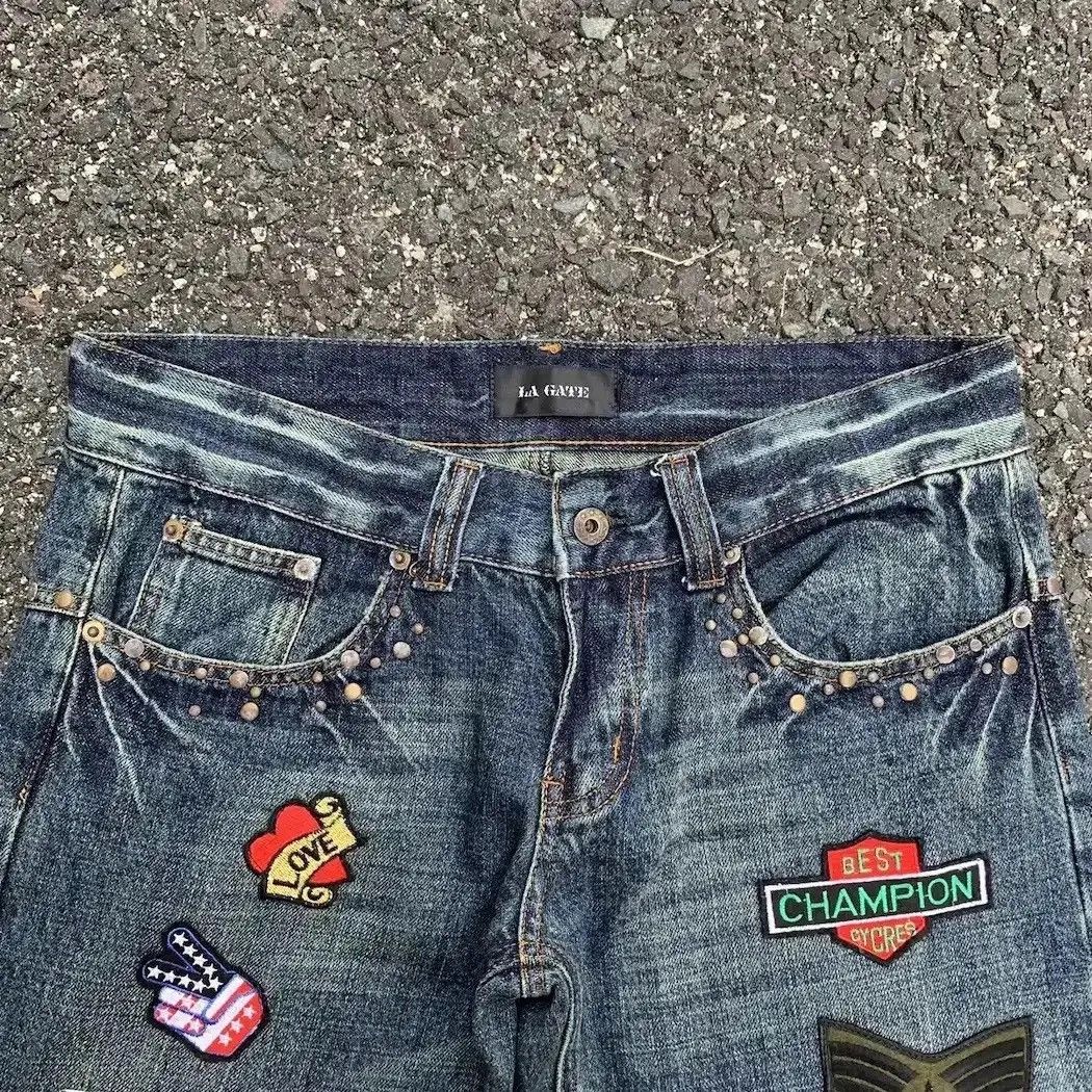 Hysteric Glamour W33 L33🔥La Gate Jeans Embroidery Denim Studded Ripped Pants Size US 33 - 6 Thumbnail