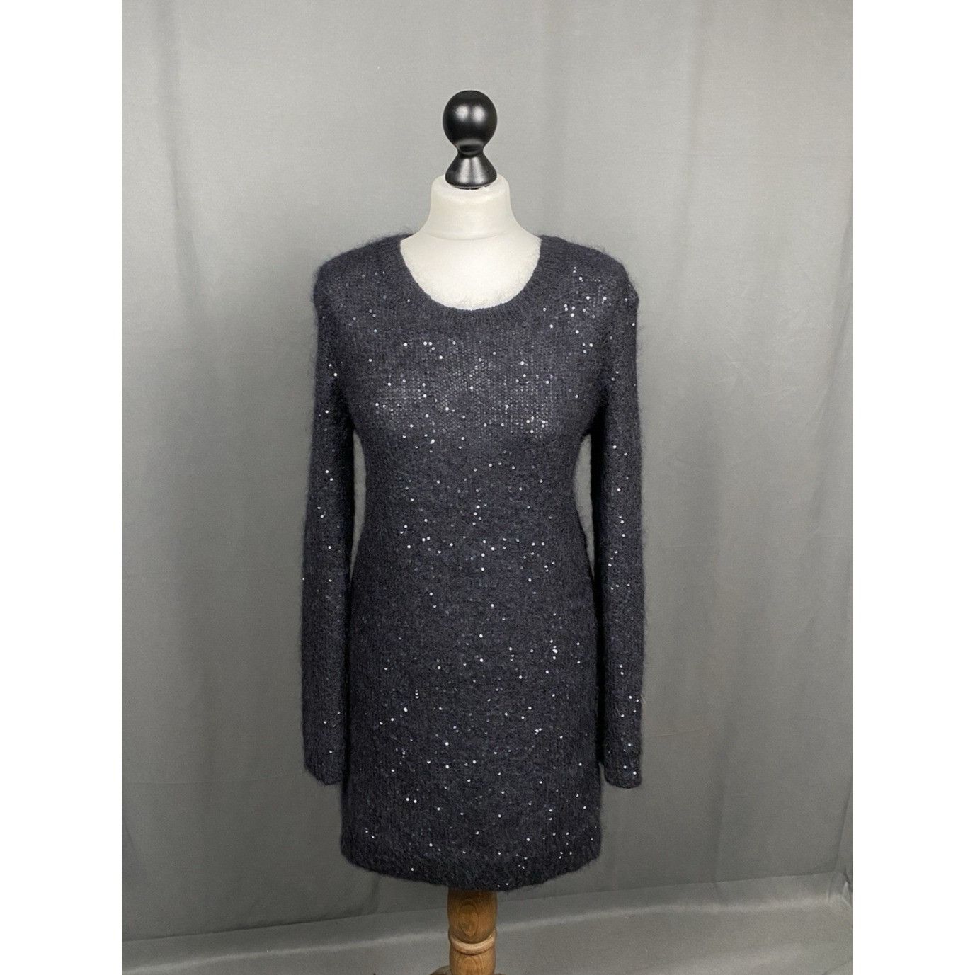 Saint Laurent Paris Saint Laurent RECENT Black Wool Oversized Glitter Knitted Cr Size M / US 6-8 / IT 42-44 - 2 Thumbnail
