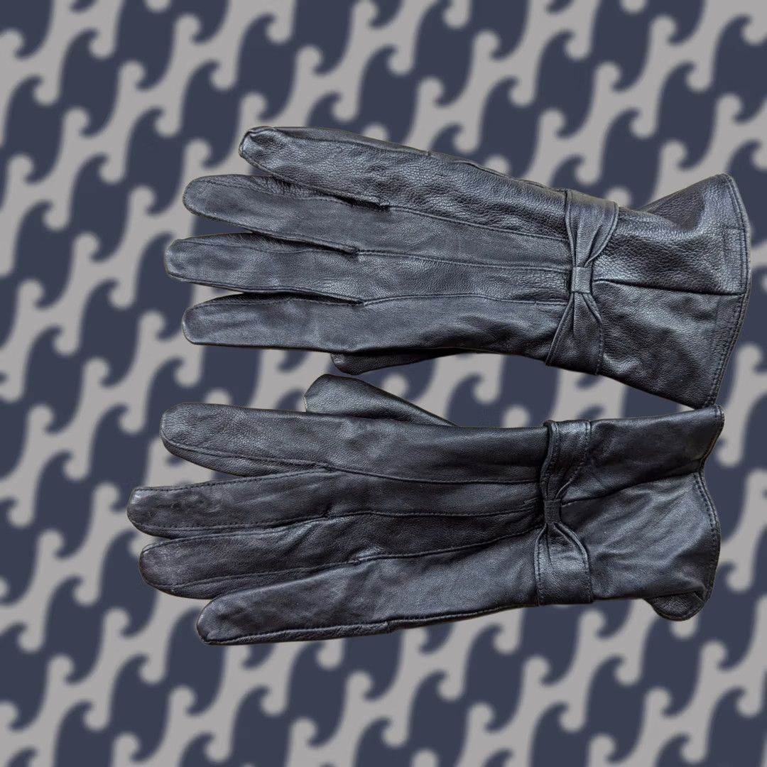 Vintage Genuine Leather Womens Gloves Size M Black Winter Ladies Glove Womens Leather Glove Black Winter M Women Size ONE SIZE - 1 Thumbnail