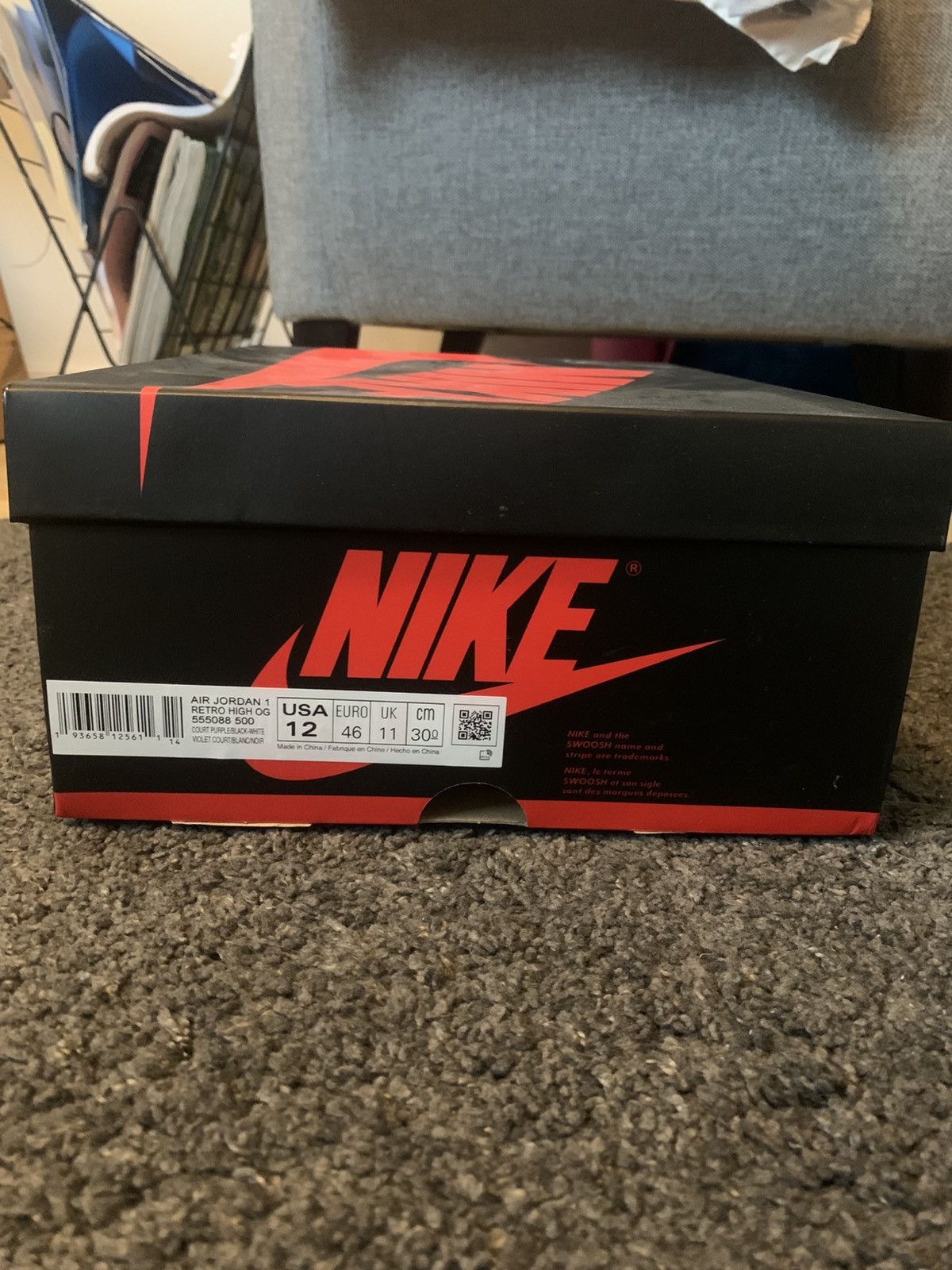 Jordan Brand × Nike Air Jordan 1 Court Purple 2.0 Size US 12 / EU 45 - 6 Thumbnail
