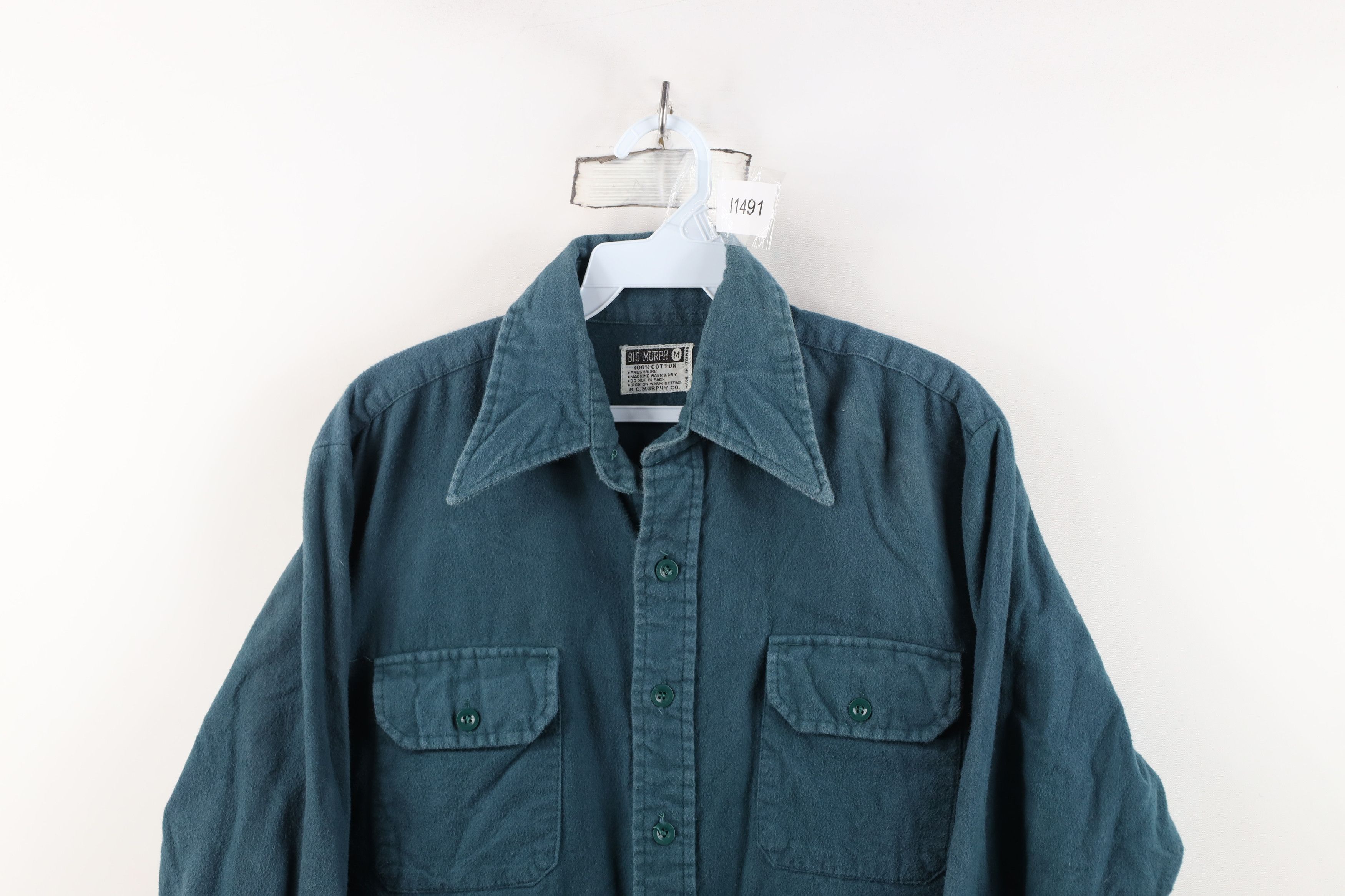 Vintage Vintage 70s Streetwear Fit Chamois Cloth Button Shirt Green Size US M / EU 48-50 / 2 - 2 Thumbnail