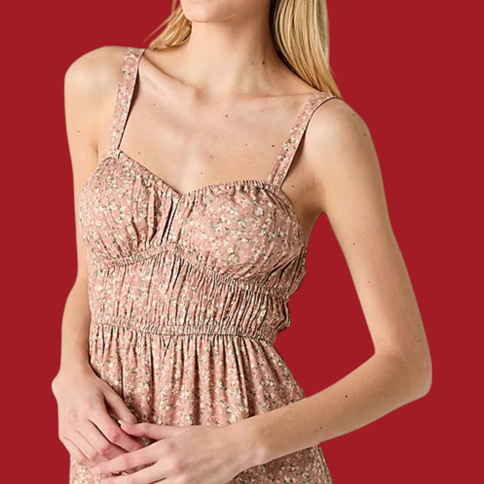 Arizona Jean Co. Arizona - Women's Sleeveless Jumpsuit - Juniors - Beige Flor Size 22" - 14 Thumbnail