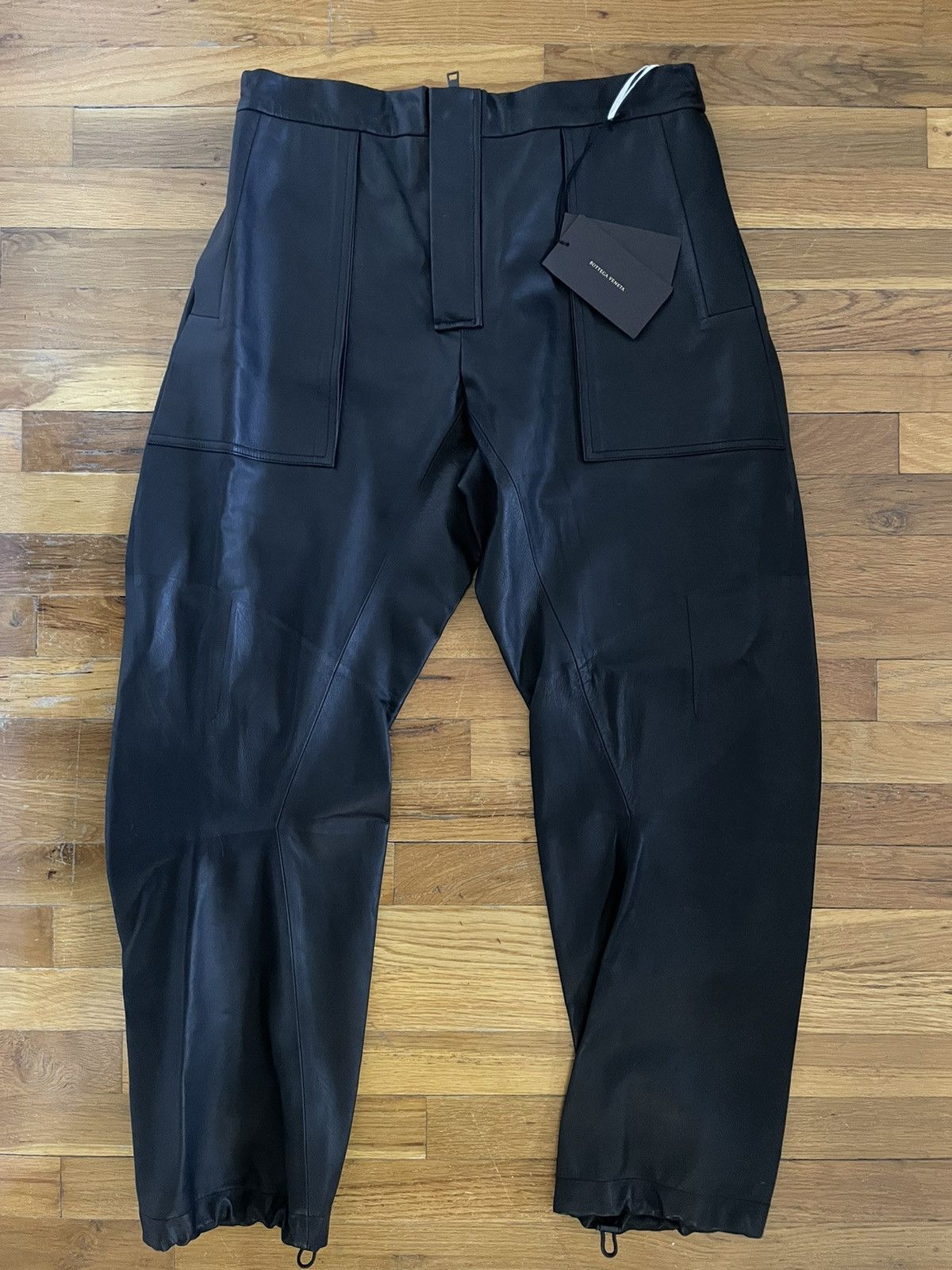 image of Bottega Veneta Leather Jogging Pants in Black, Men's (Size 34)