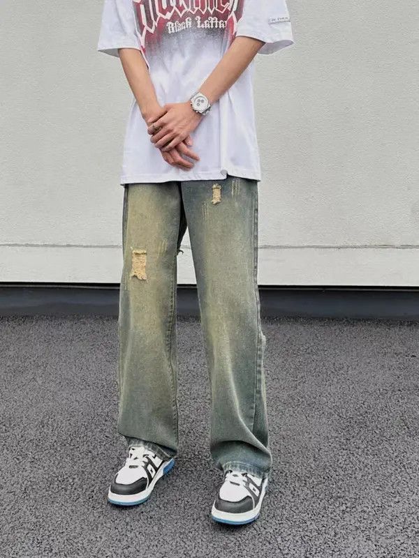 Japanese Brand Ichiko x Naoko Vintage washed star embroidered ripped jeans Size US 33 - 6 Thumbnail