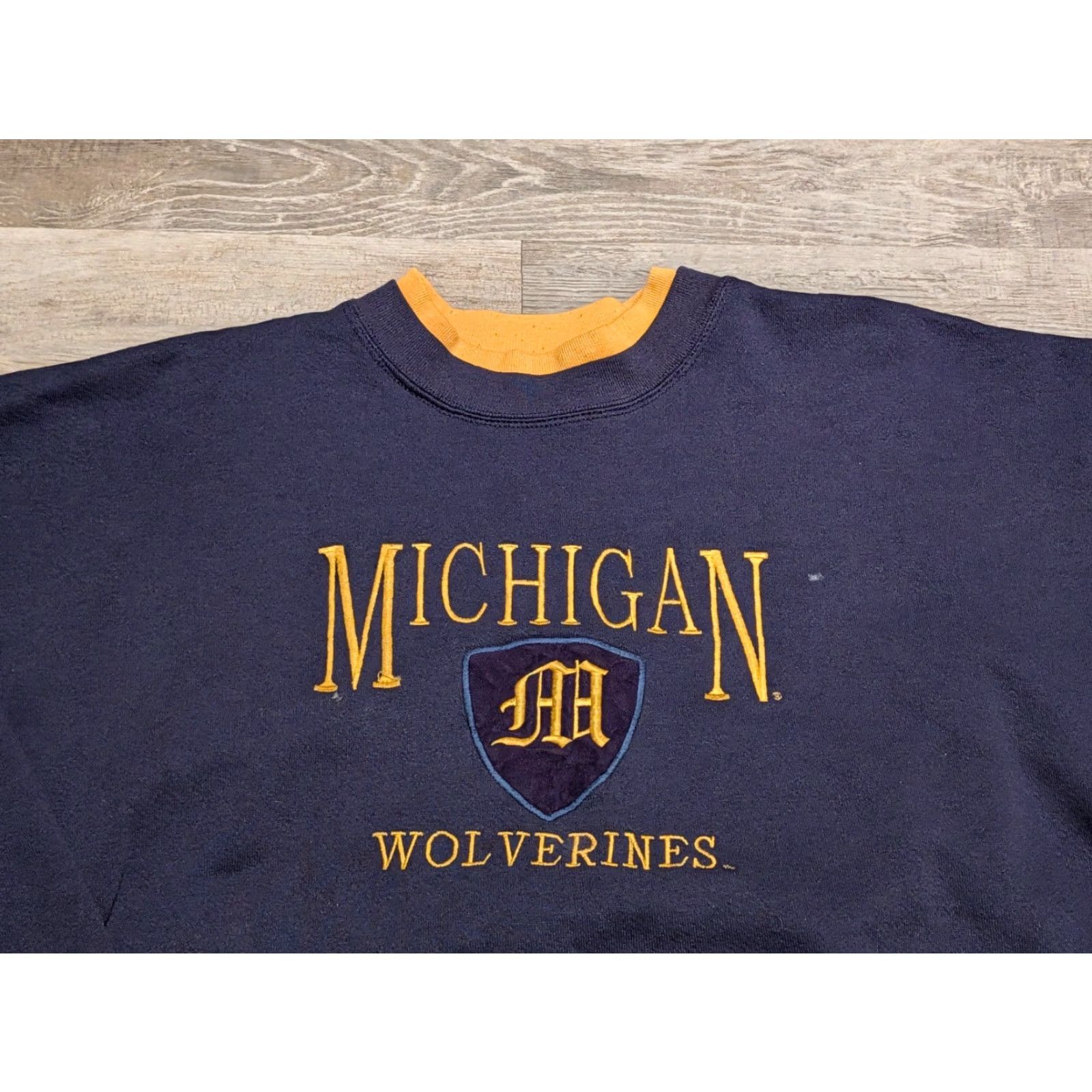 Doublet VINTAGE Dodger Michigan Wolverines Sweatshirt Crewneck Large Blue Embroidered 90s College USA Made Men Size US L / EU 52-54 / 3 - 3 Thumbnail