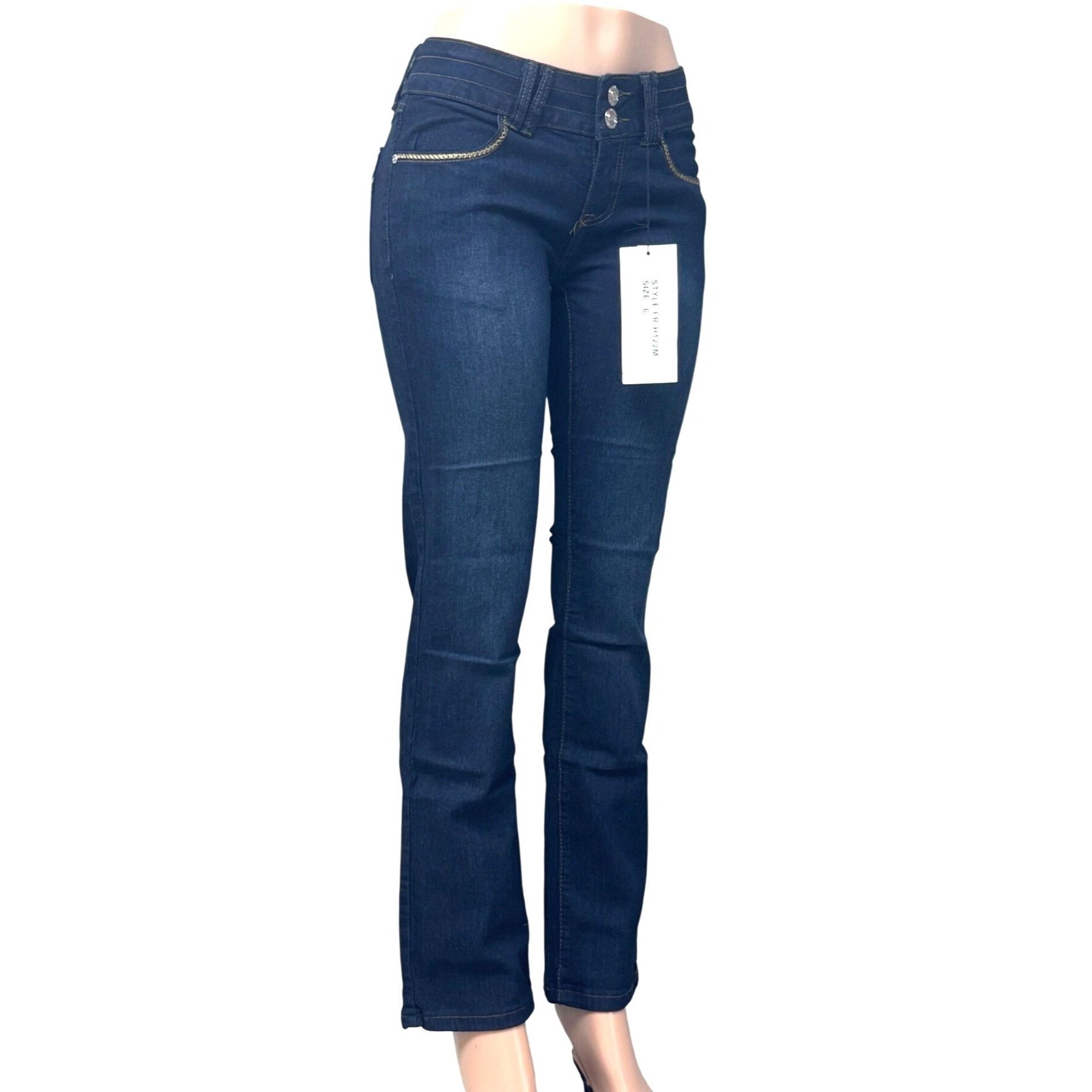 Other Out Jeans Women’s Cross-stitch Straight Leg Stretch Jeans, D Size 28" / US 6 / IT 42 - 5 Thumbnail