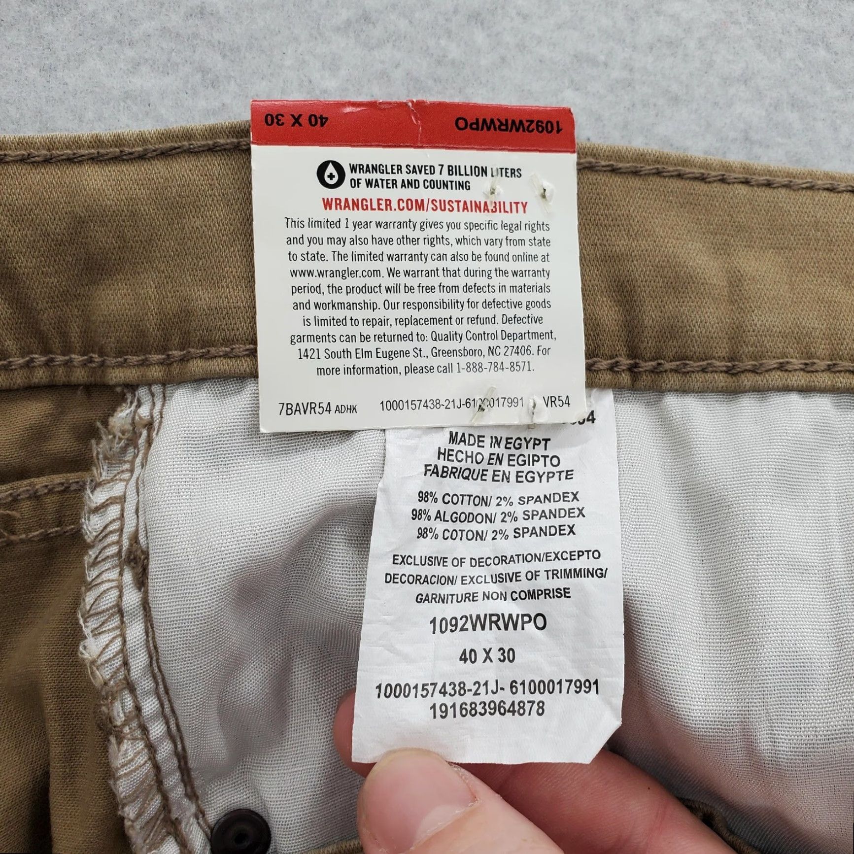 Wrangler Wrangler Pants Mens 40x30 Khaki Slim Straight Five Star Flex Stretch Twill NWT Size US 40 / EU 56 - 5 Thumbnail