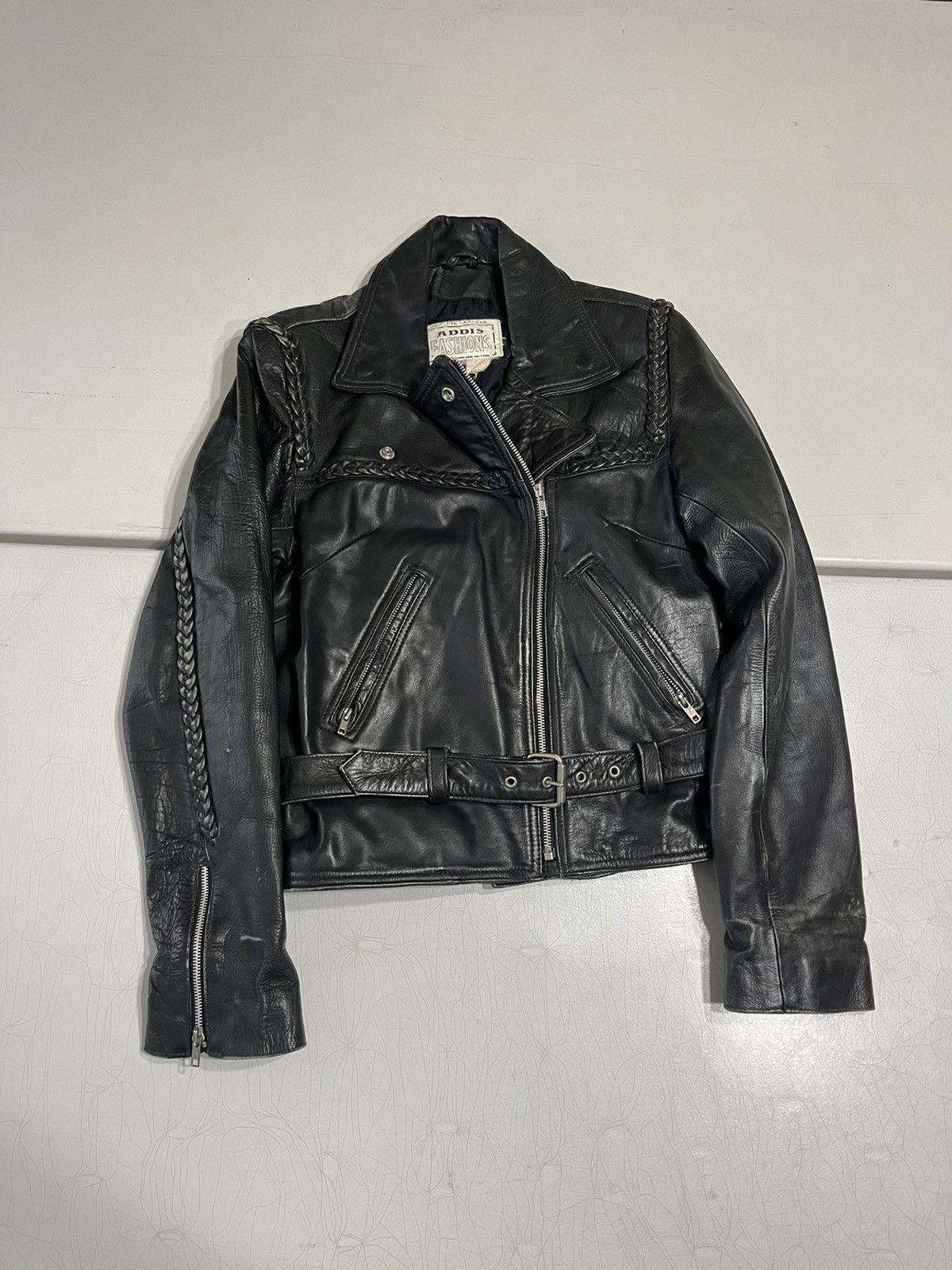 Vintage Vintage leather biker style jacket Size L / US 10 / IT 46 - 1 Thumbnail