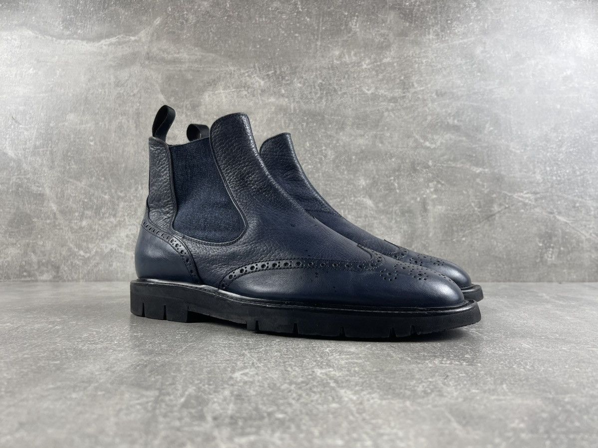 Neil Barrett Neil Barrett BluBarrett Navy Blue Leather Chelsea Boots Size US 7 / EU 40 - 2 Thumbnail