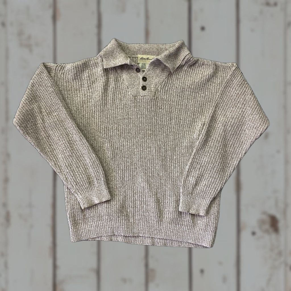 Eddie Bauer Eddie Bauer Beige Small 1/4 Button Cotton Knit Pullover Sweater Shirt? Size US S / EU 44-46 / 1 - 1 Thumbnail