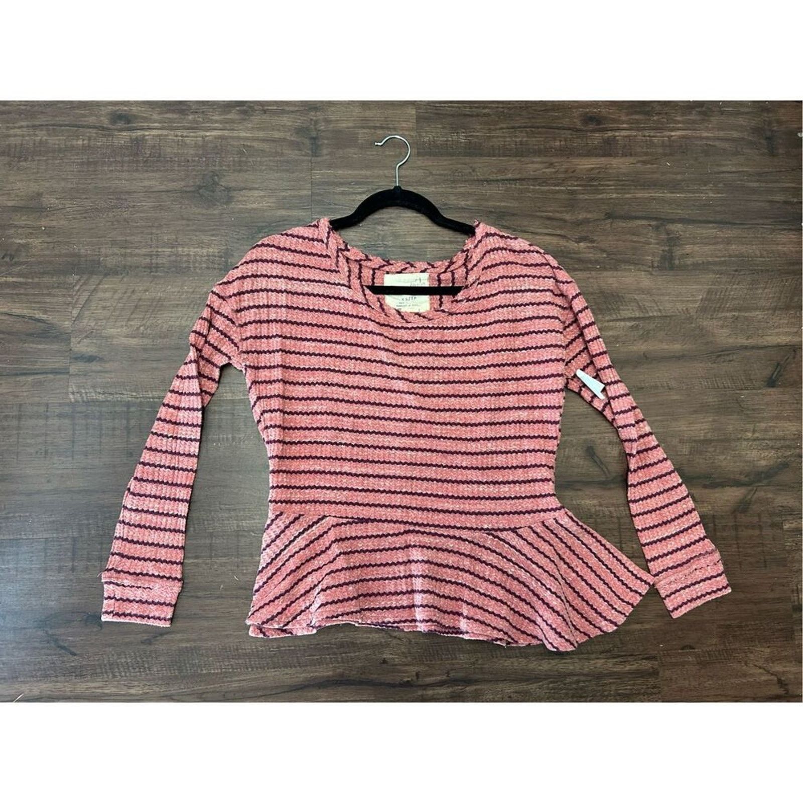Free People Free People Auntie Em Waffle Knit Peplum Top, Pink, Sz XS Size XS / US 0-2 / IT 36-38 - 2 Thumbnail