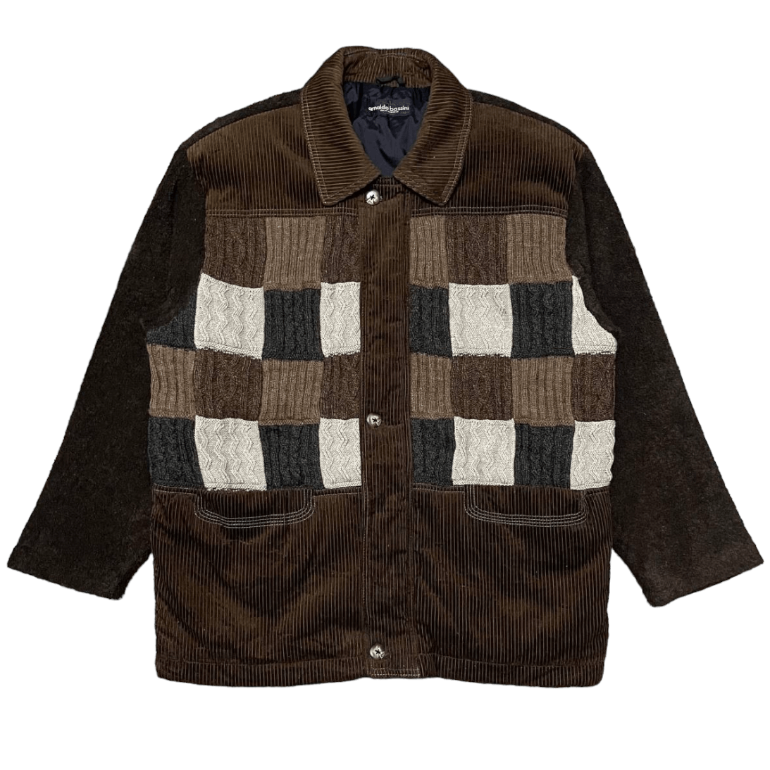 image of Italian Designers Vintage Arnaldo Bassini Italian Knitted Corduroy Jacket in Brown (Size Medium)