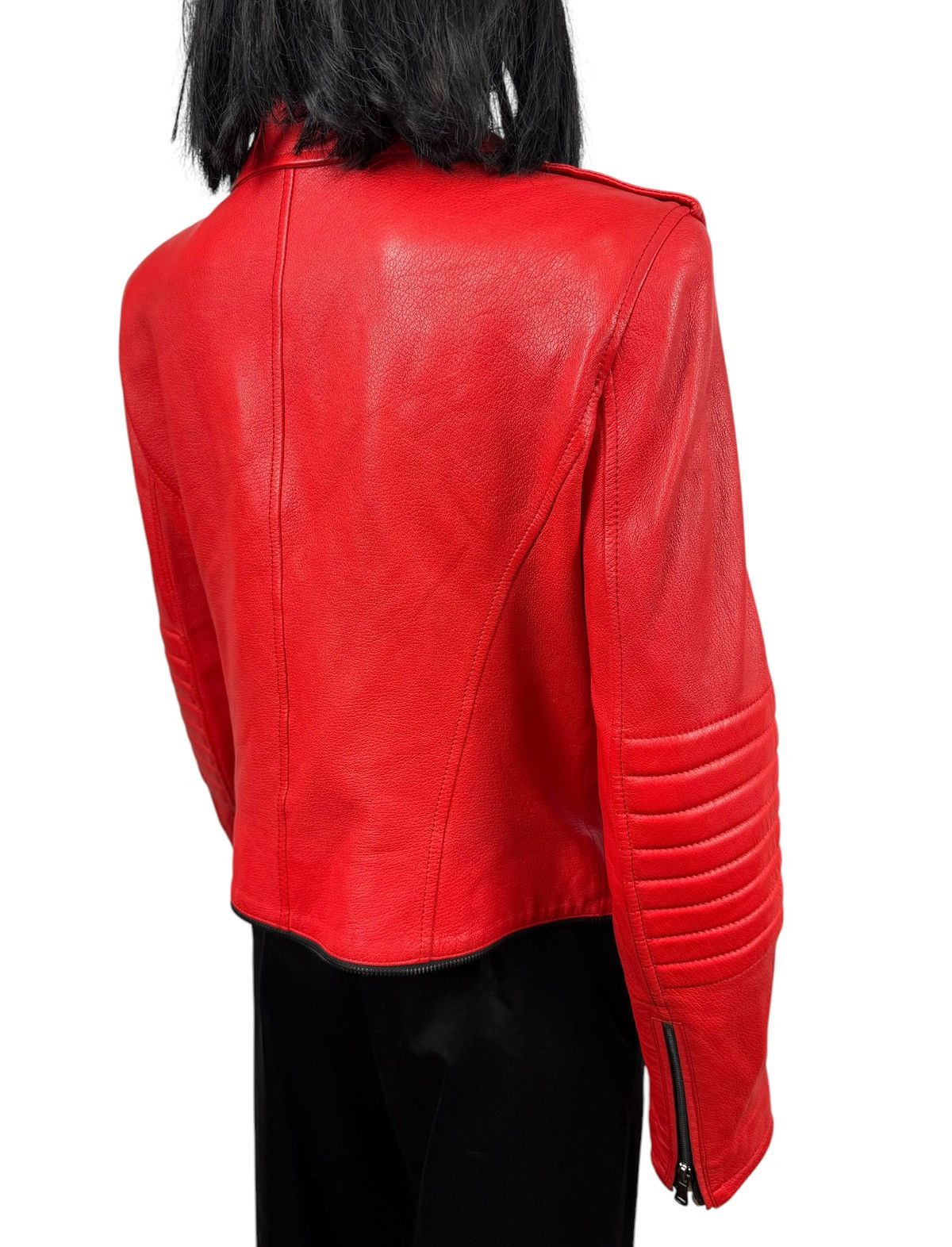 Designer Punto Genuine Leather Biker Jacket Italy size US10 IT46 Size L / US 10 / IT 46 - 11 Thumbnail