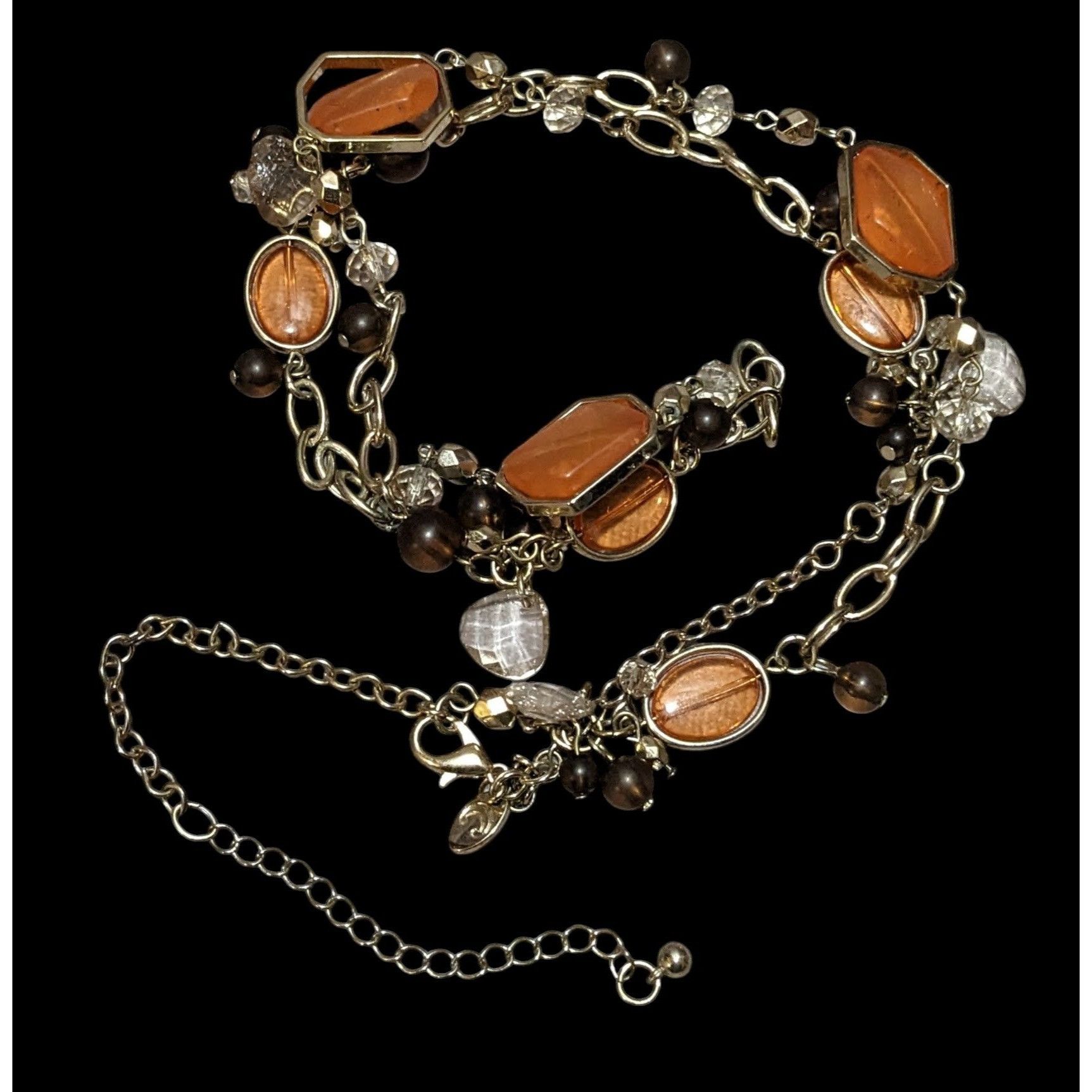 Other Retro Orange And Gold Glass Charm Necklace Size ONE SIZE - 1 Thumbnail