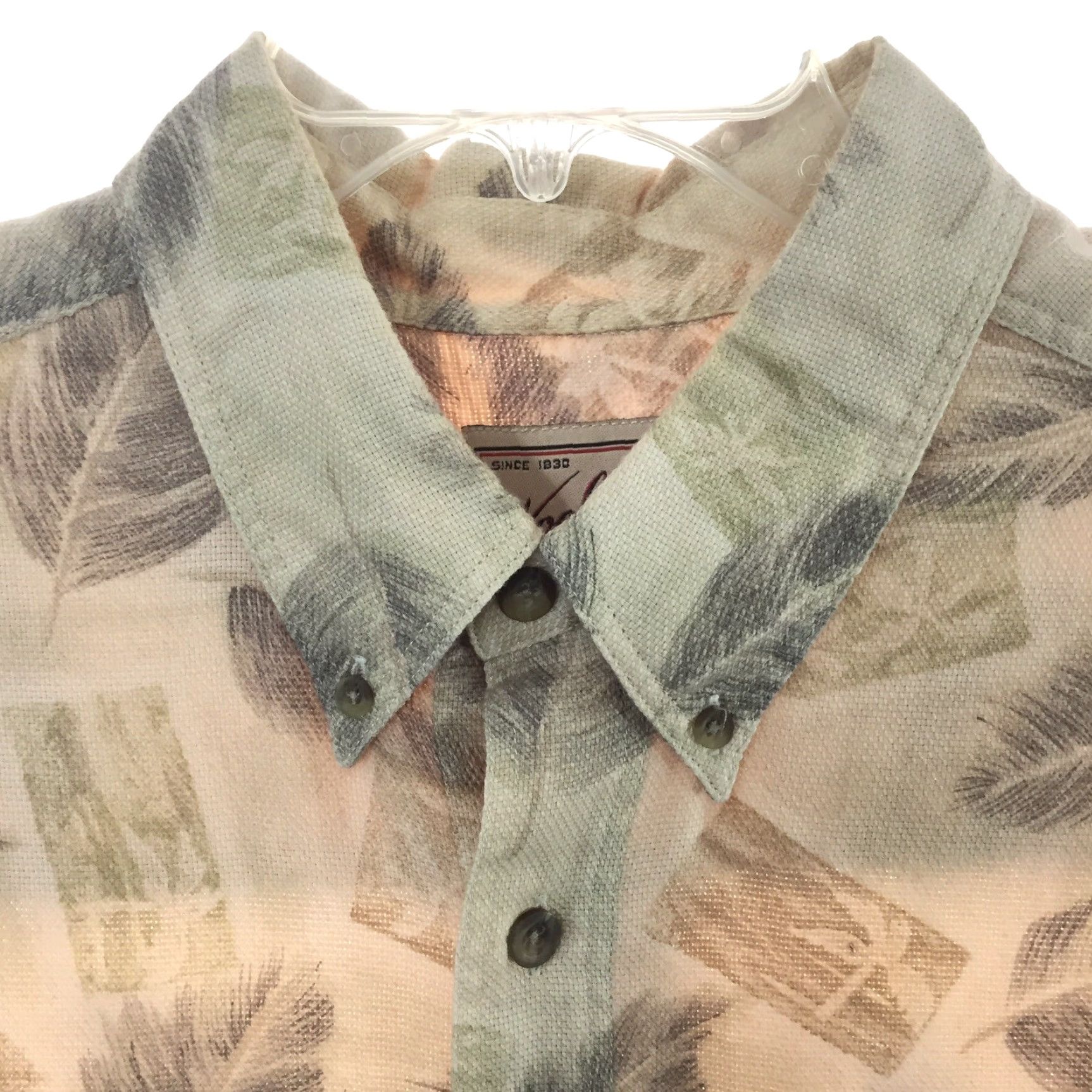 Vintage Woolrich Shirt Mens XL Beige Floral Short Sleeve Lightweight Knit Button Up Size US XL / EU 56 / 4 - 2 Thumbnail