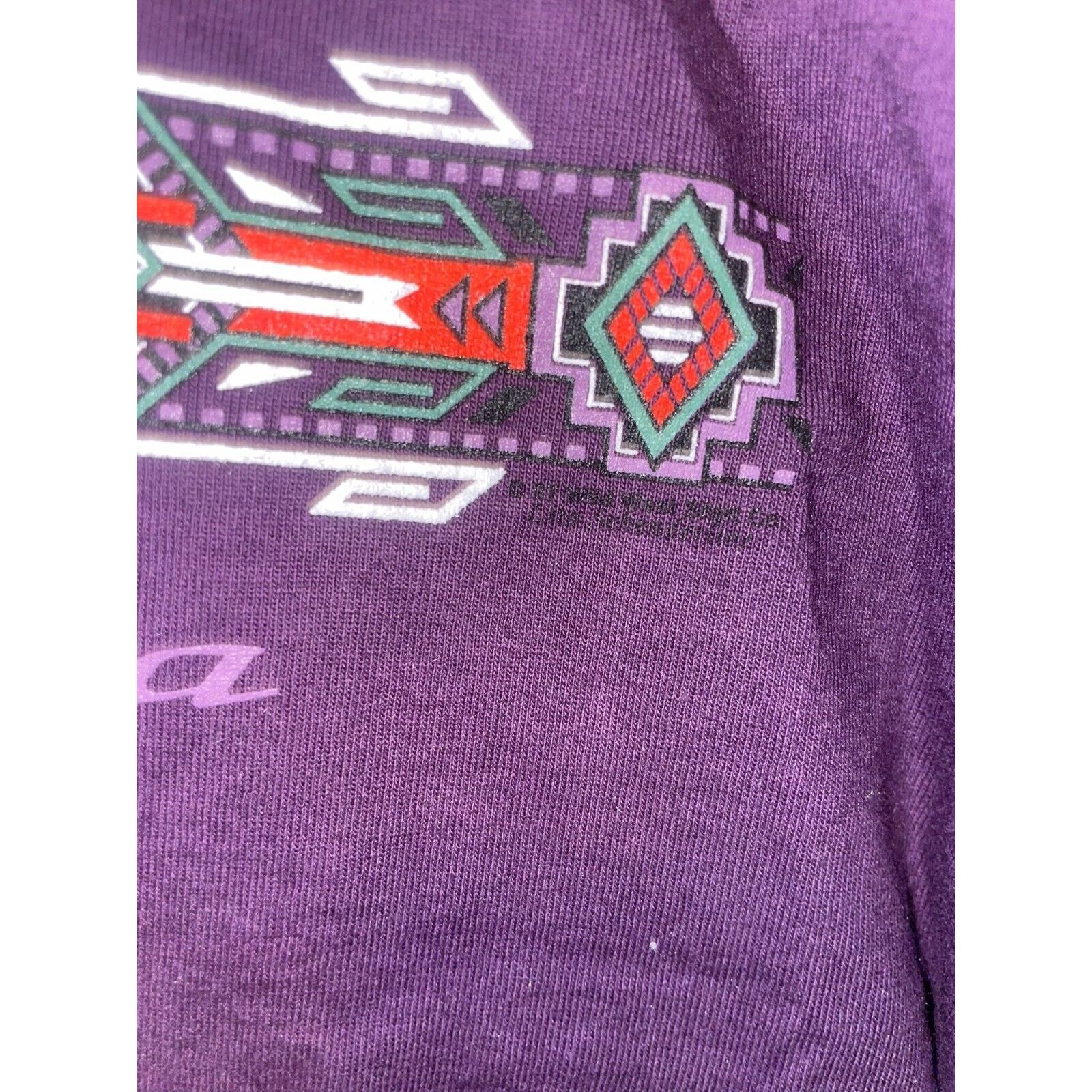 Jerzees Vintage Arizona Purple Shirt Native American Feathers Tee L Size US L / EU 52-54 / 3 - 5 Thumbnail
