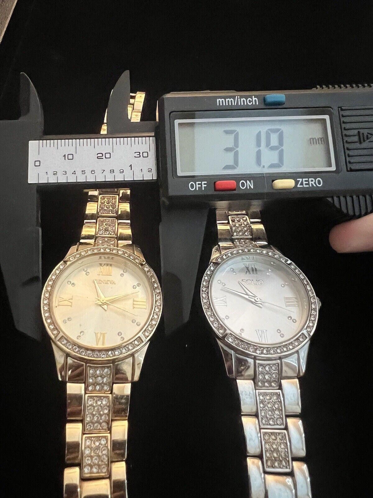 Geneva 2 Ladies Watches Gold Tone Geneva & Silver Folio Size ONE SIZE - 3 Thumbnail