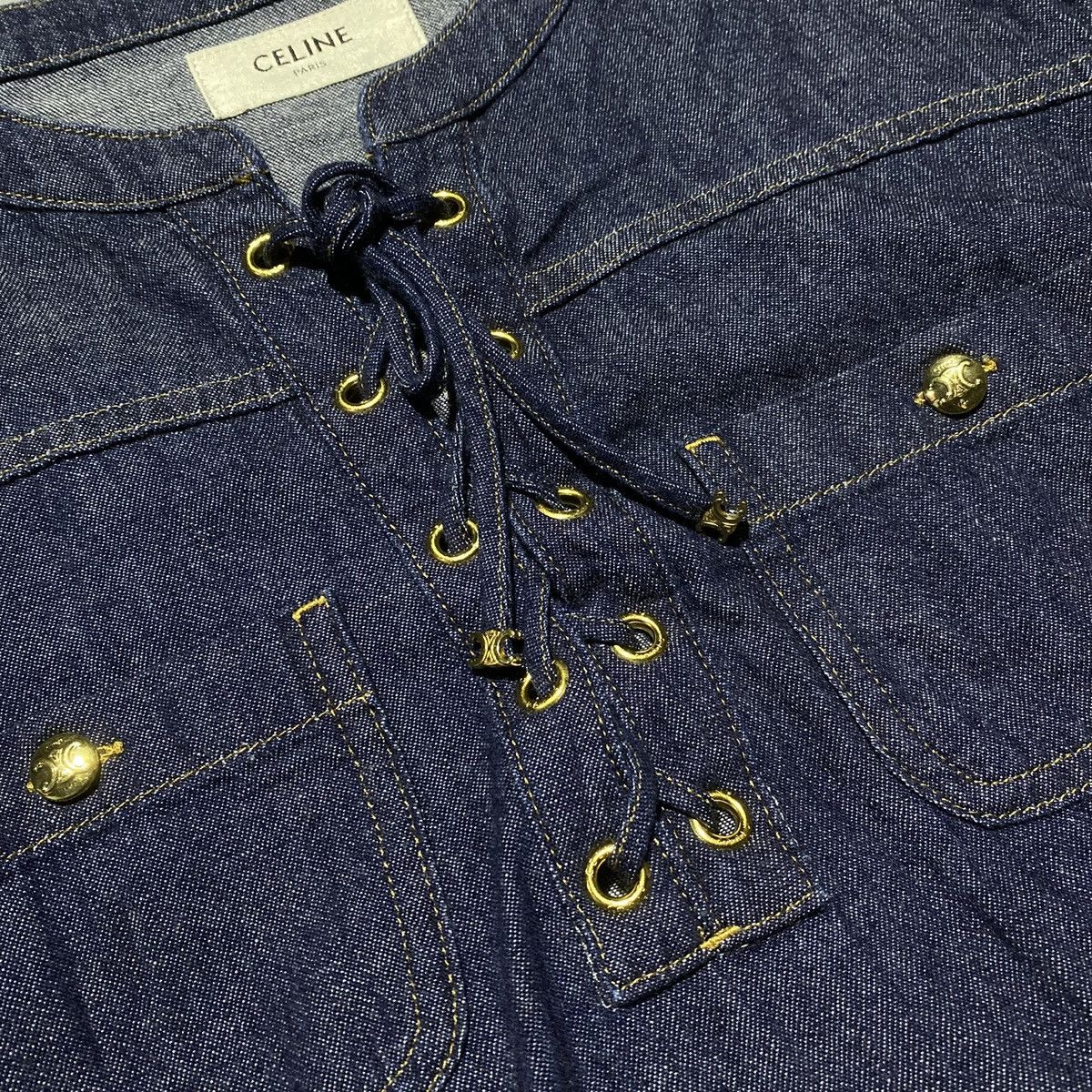 Celine Celine - Denim Lace-Up Dress Size M / US 6-8 / IT 42-44 - 3 Thumbnail