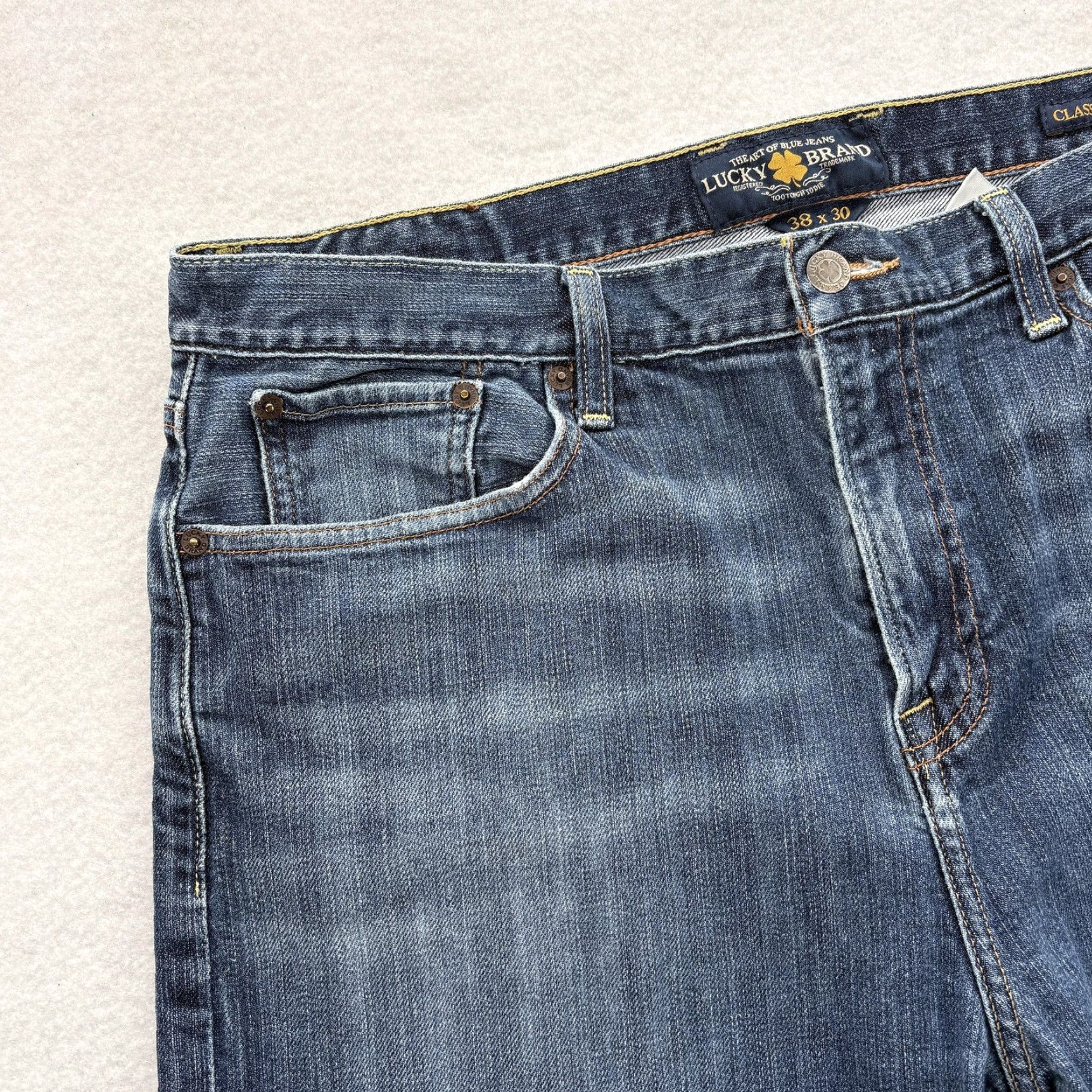 Lucky Brand Lucky Brand Jeans Mens 38x30 Blue Classic Straight Denim Stretch Medium Wash Jeans Size US 38 / EU 54 - 3 Thumbnail