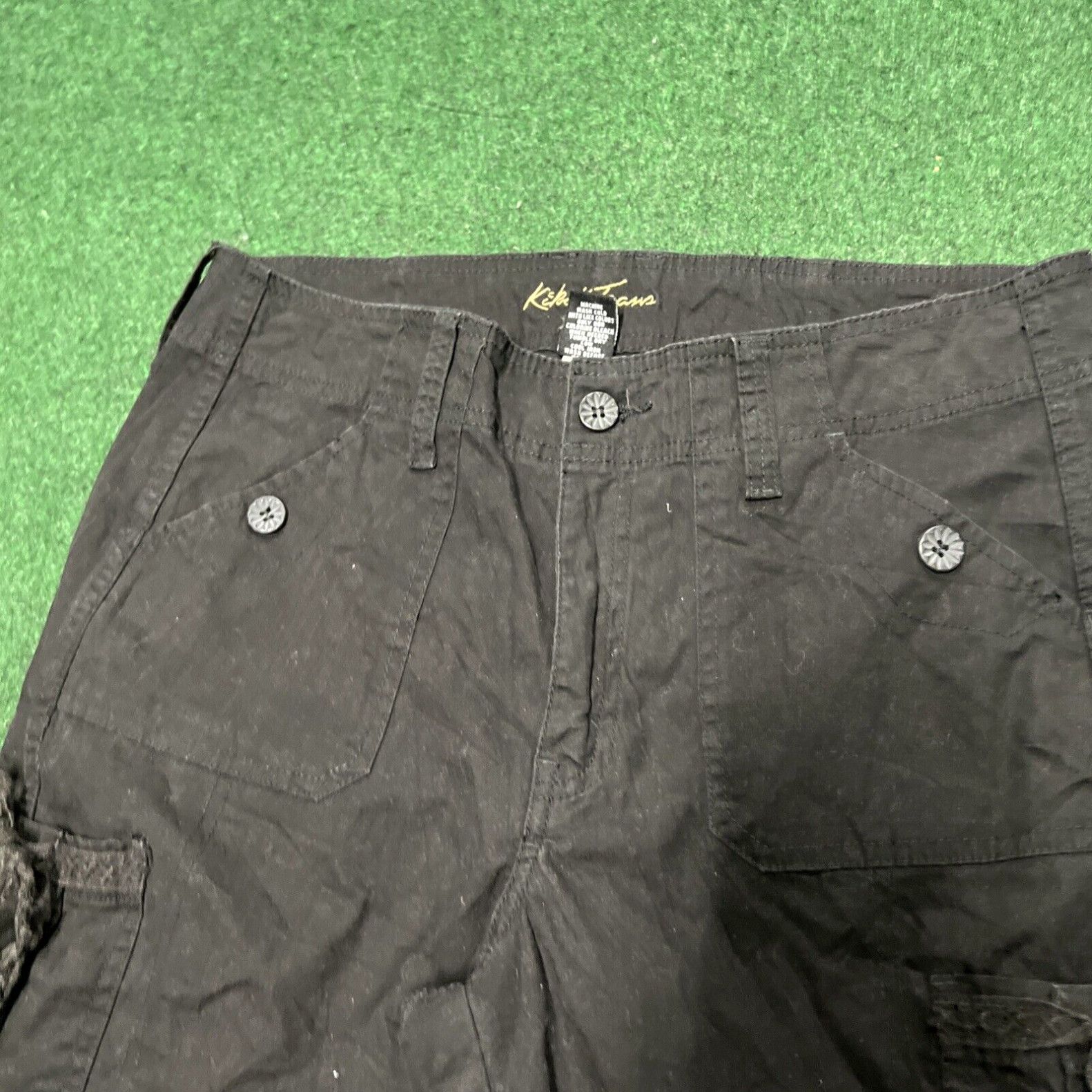 Vintage Y2K Cargo Capri Wide Leg Baggy Utility Pants Size 10 Military Black Size 32" / US 10 / IT 46 - 4 Thumbnail