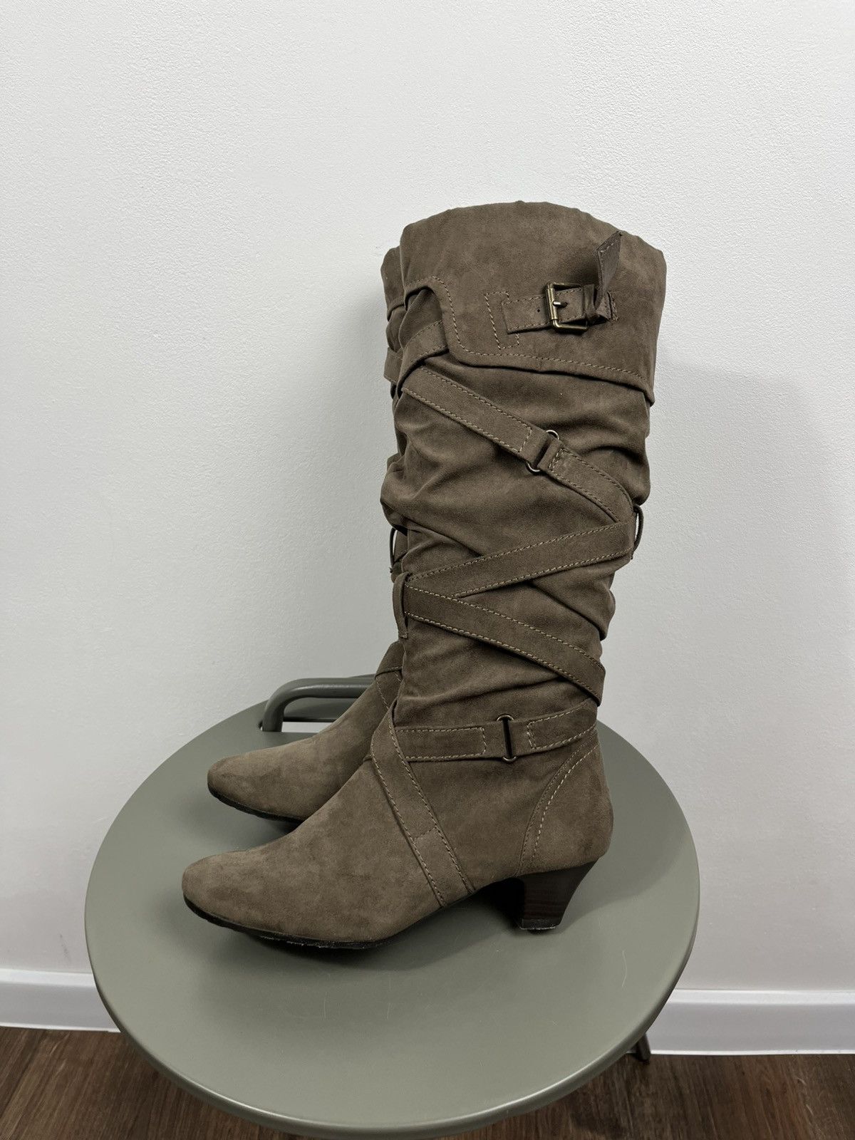 Other Women Knee High Buckle Boots Faux Suede Warm Lined EU 38 Size US 7 / IT 37 - 6 Thumbnail