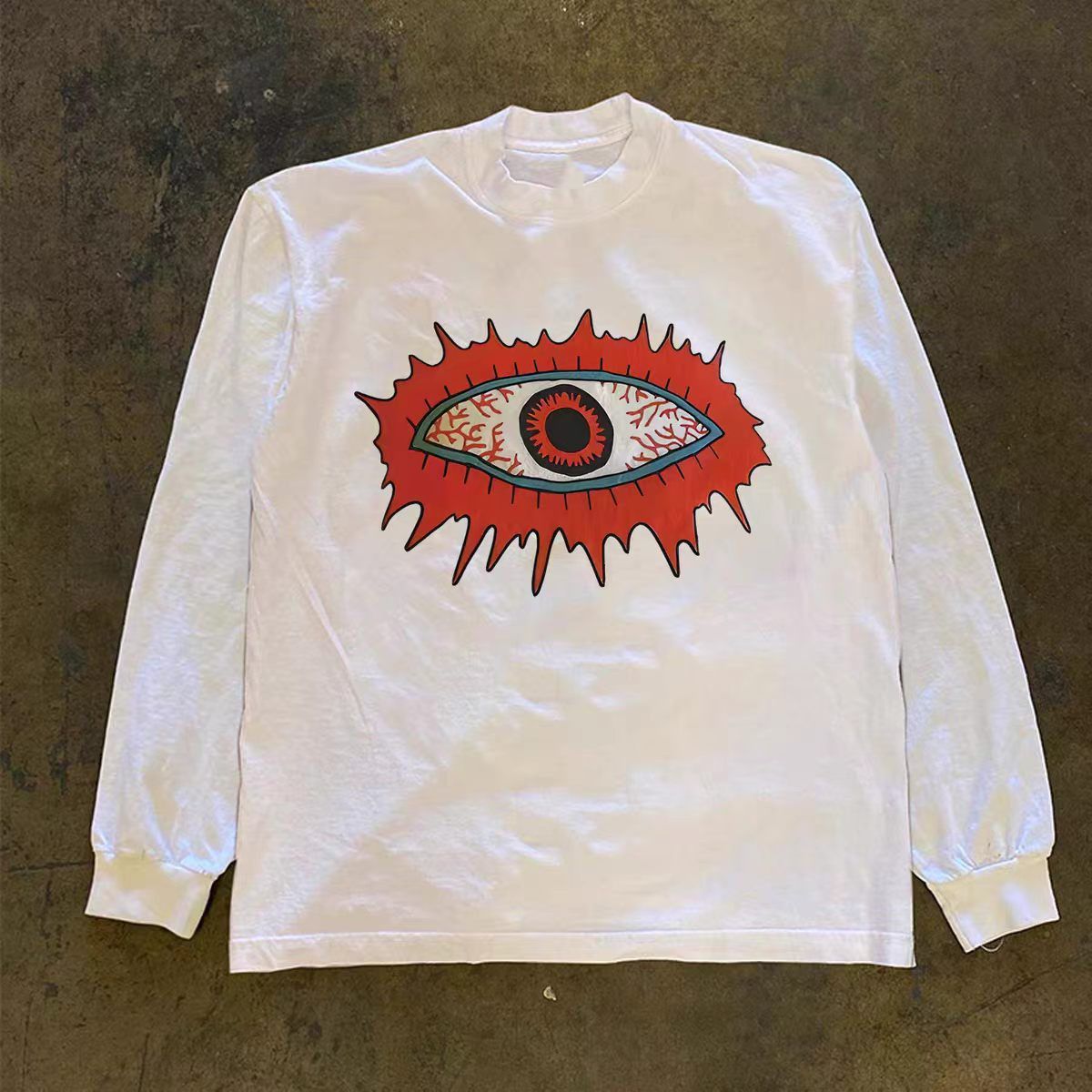 Japanese Brand White casual retro eye print long t-shirt Size US M / EU 48-50 / 2 - 1 Thumbnail