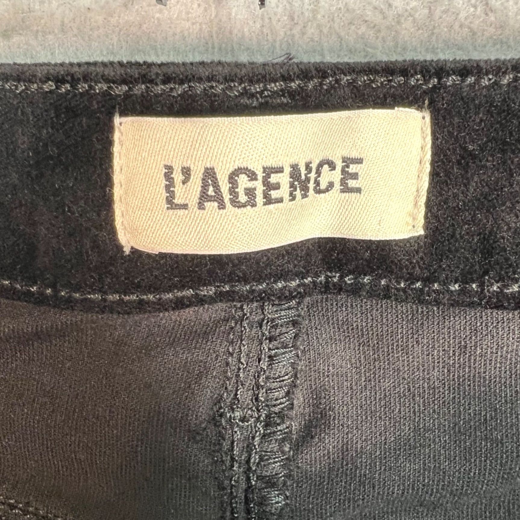 L'AGENCE L'Agence Womens High- Rise Velour Flare Pants Black Cotton Blend Size 29 Size 29" - 3 Thumbnail