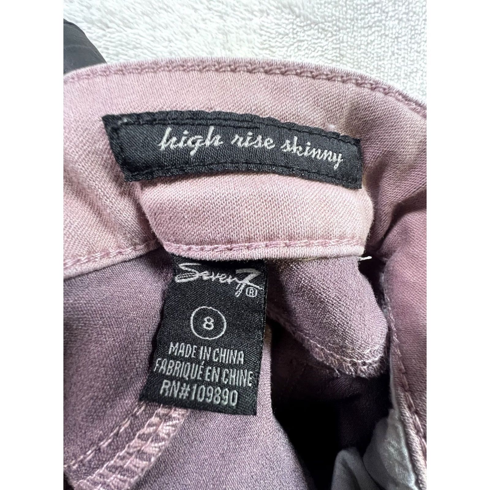 Vintage Seven7 Women's High Rise Skinny Jeans Mauve Size 8 Pink Denim Size 30" / US 8 / IT 44 - 4 Thumbnail