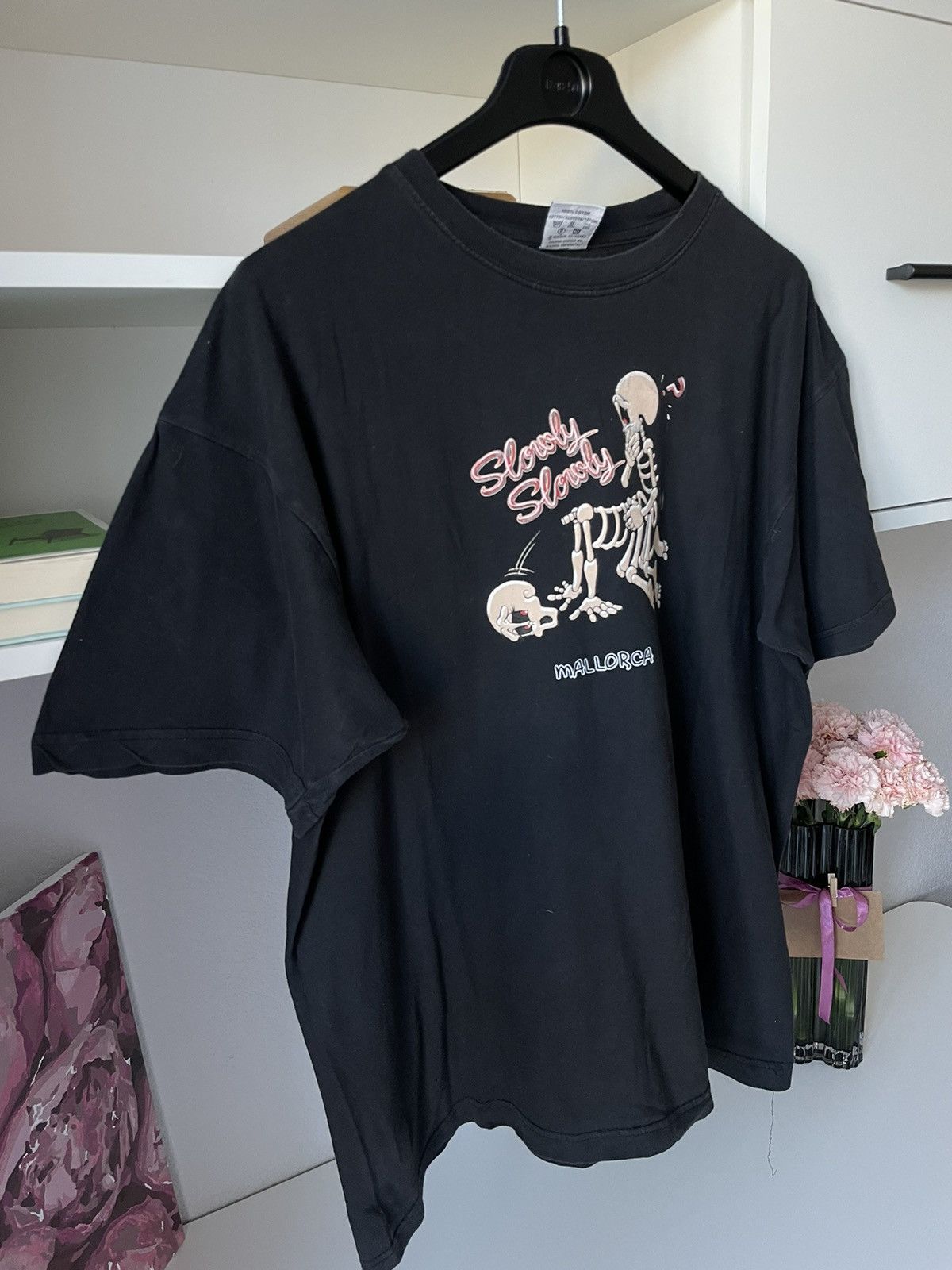 Vintage Crazy Y2K Vintage “Sex Porno Skeleton Slowly” T- Shirt Humor Size US L / EU 52-54 / 3 - 4 Thumbnail