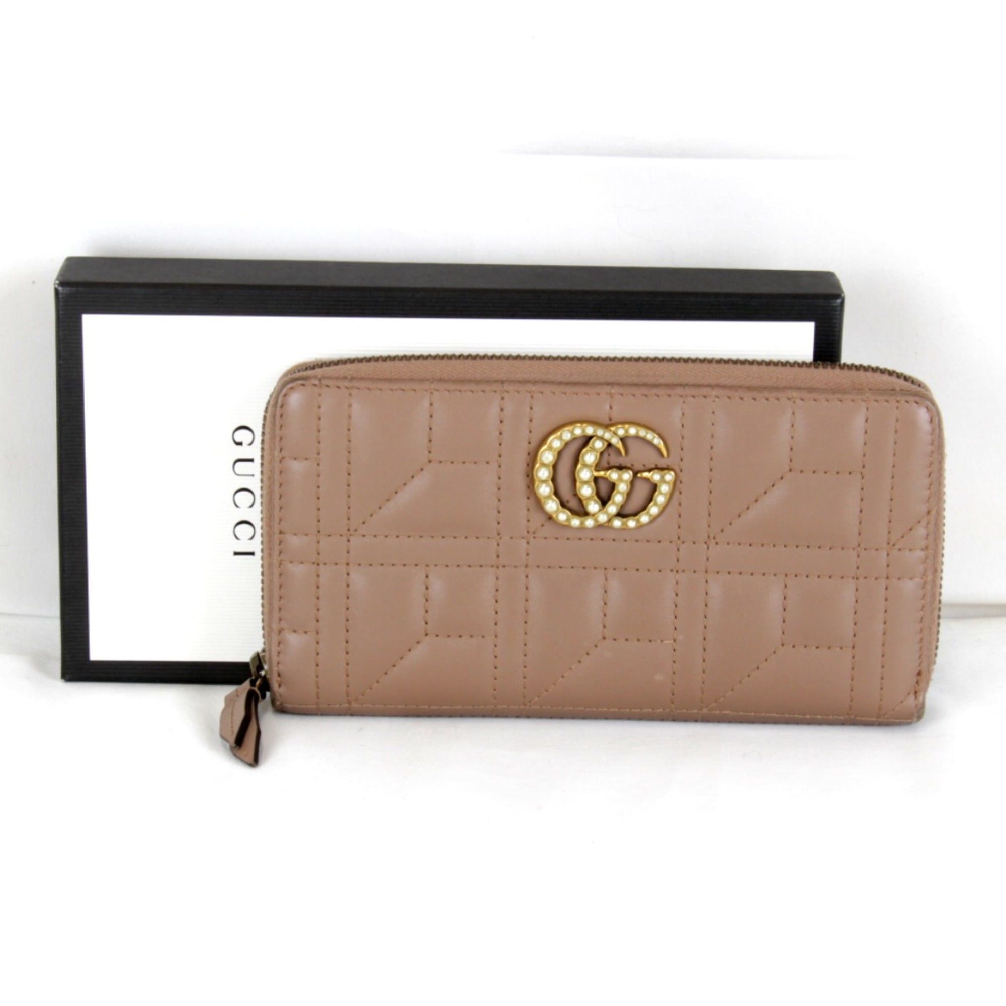 Gucci GUCCI GG Marmont Round Zip Long Wallet, Brown Leather, Women's, 443123/0959 Size ONE SIZE - 1 Thumbnail