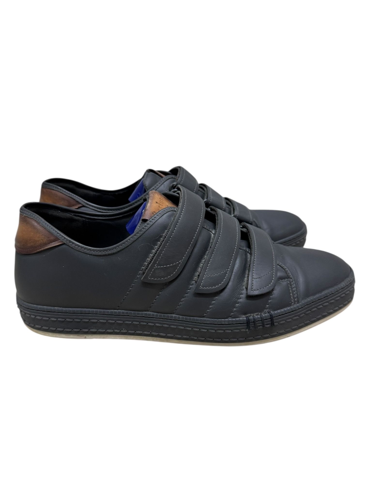 Berluti Berluti Navy Leather Triple Strap Caligraphy Sneakers Size US 9 / EU 42 - 1 Thumbnail