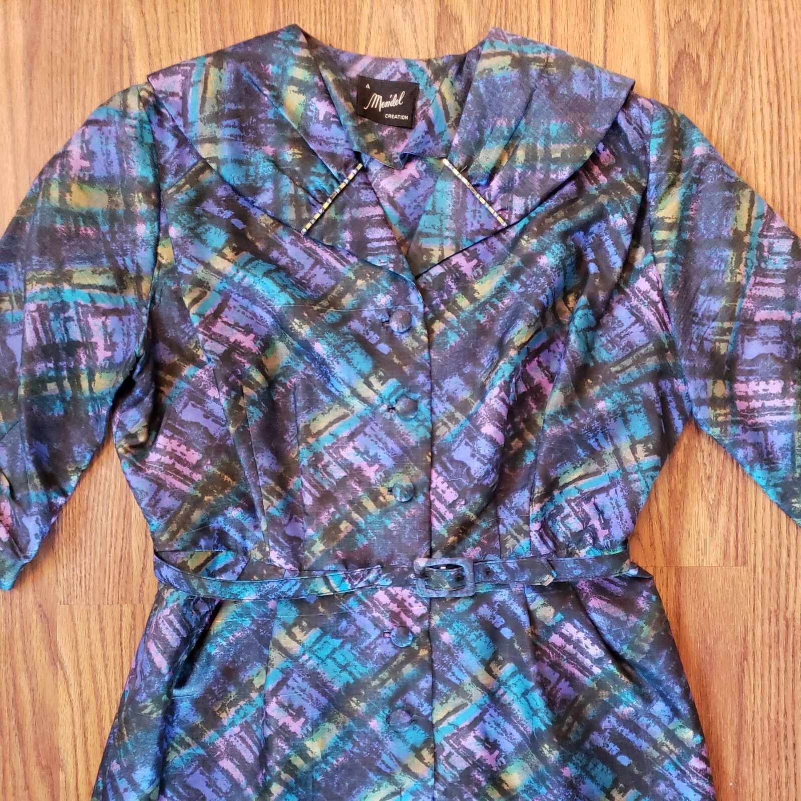 Other Vtg Career Dress Sz 16 Volump Belted Brutalist Peacock Blue Size M / US 6-8 / IT 42-44 - 6 Thumbnail