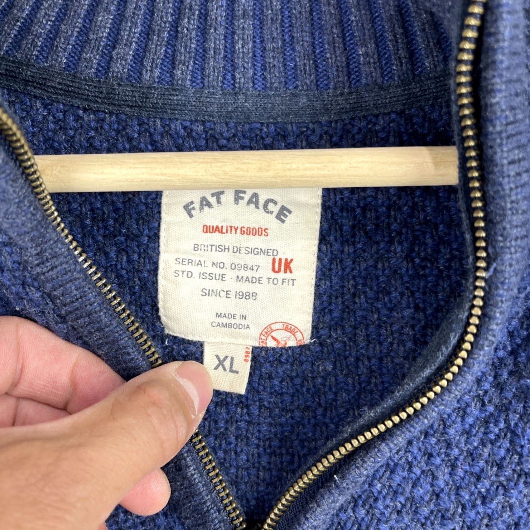 FatFace FatFace Sweater Mens XL Navy Blue Half Zip Knit Wool Blend Pullover Long Sleeve Size US XL / EU 56 / 4 - 7 Thumbnail
