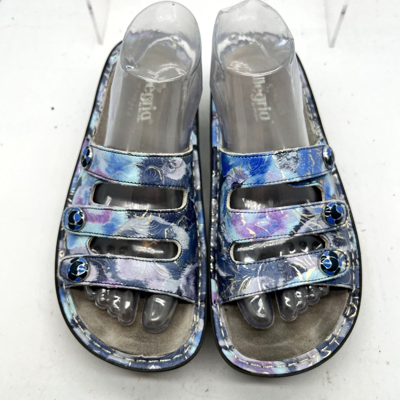 Vintage Alegria Slide Womens Blue Sandals Fiona Strap Slides Leather FIO Size US 10 / IT 40 - 3 Thumbnail