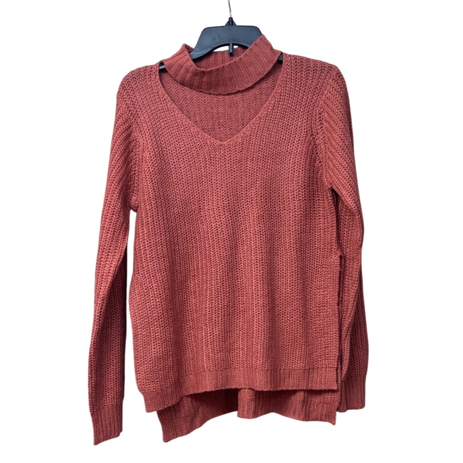 Other Planet Gold Junior’s V-neck chocker Side Slits Sweater, Sz. Size M / US 6-8 / IT 42-44 - 8 Thumbnail