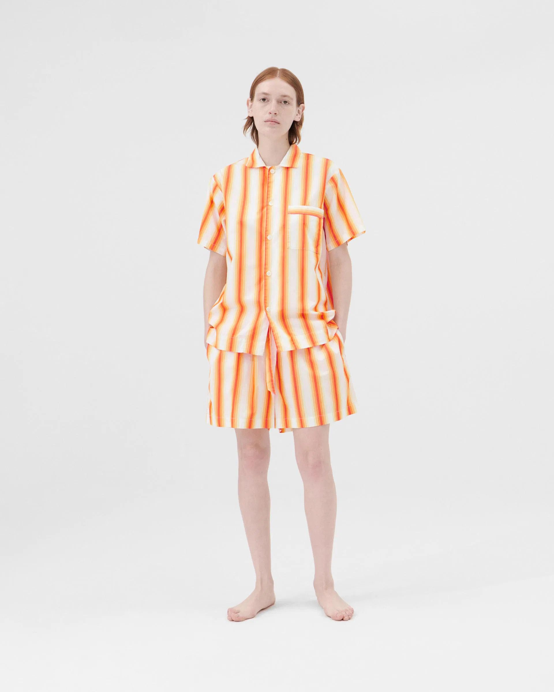 Tekla o1mle0525 Unisex Poplin Short Sleeve Shirt in Orange Marquee Size S / US 4 / IT 40 - 4 Thumbnail